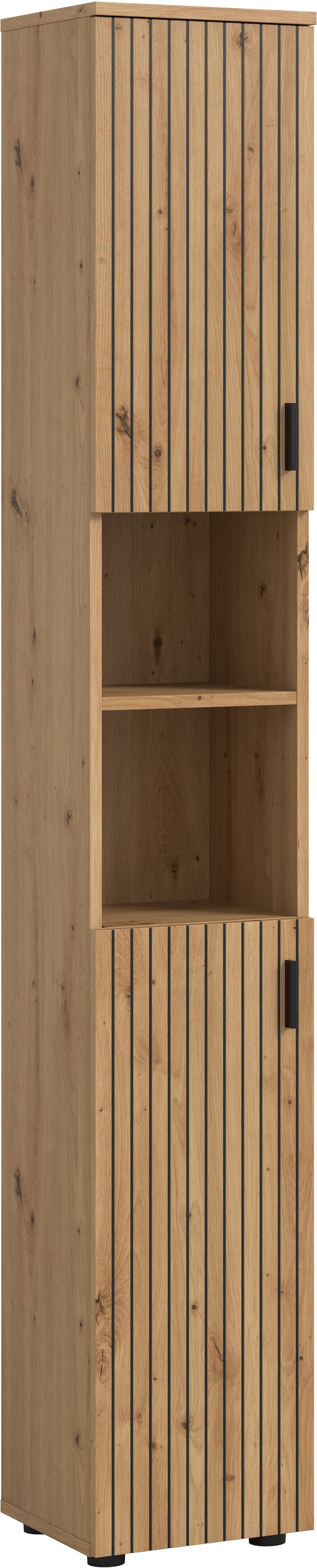 welltime Hochschrank »MANI, Höhe: 192 cm, Paneeloptik, 2 offene Fächer, 2 Türen« 1 Stk. tlg. Hochschrank, Bad-Schrank, Badezimmerschrank, Bad, Badezimmer