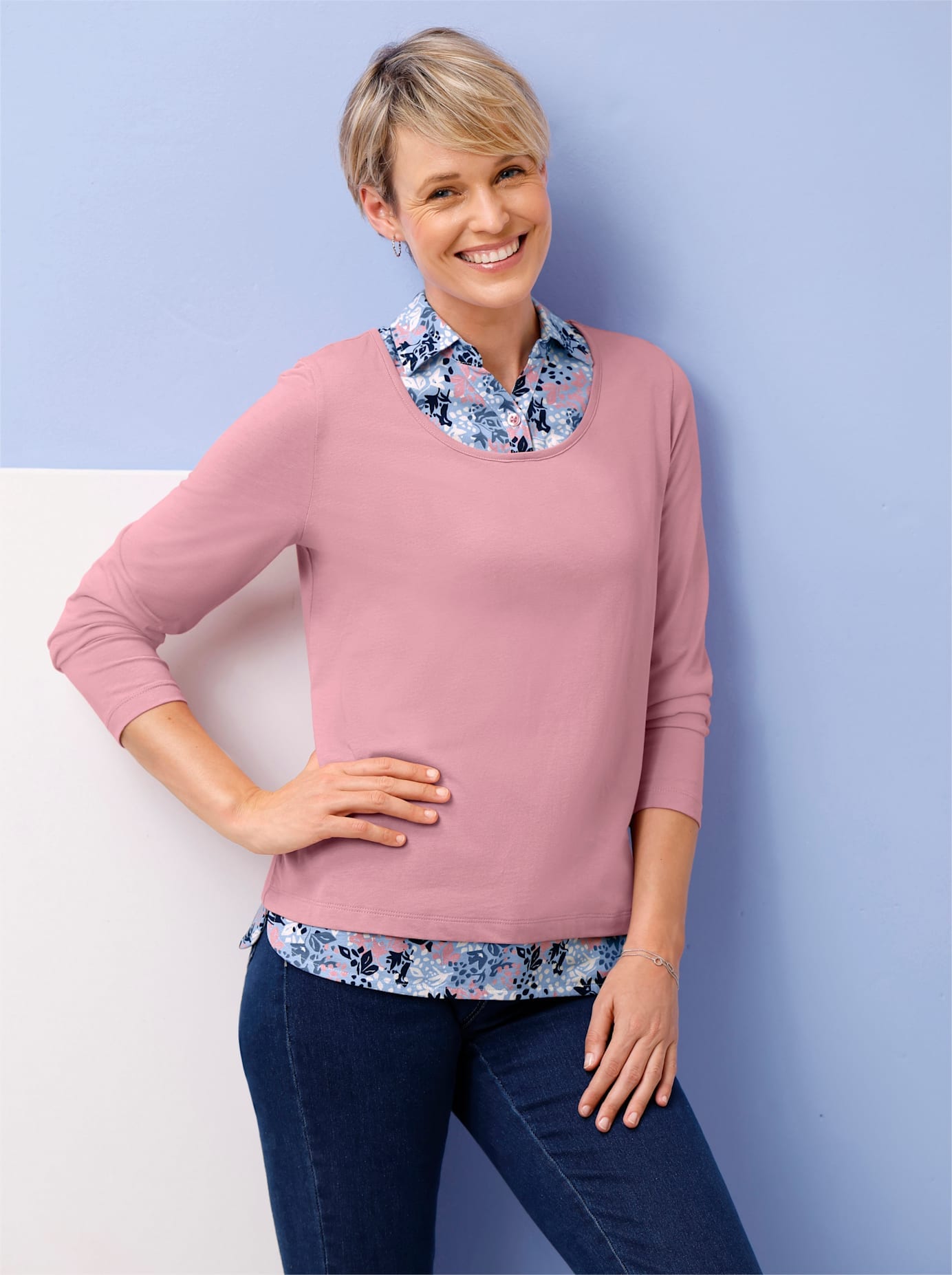 Classic Basics 2-in-1-Langarmshirt "2-in-1-Shirt" 1