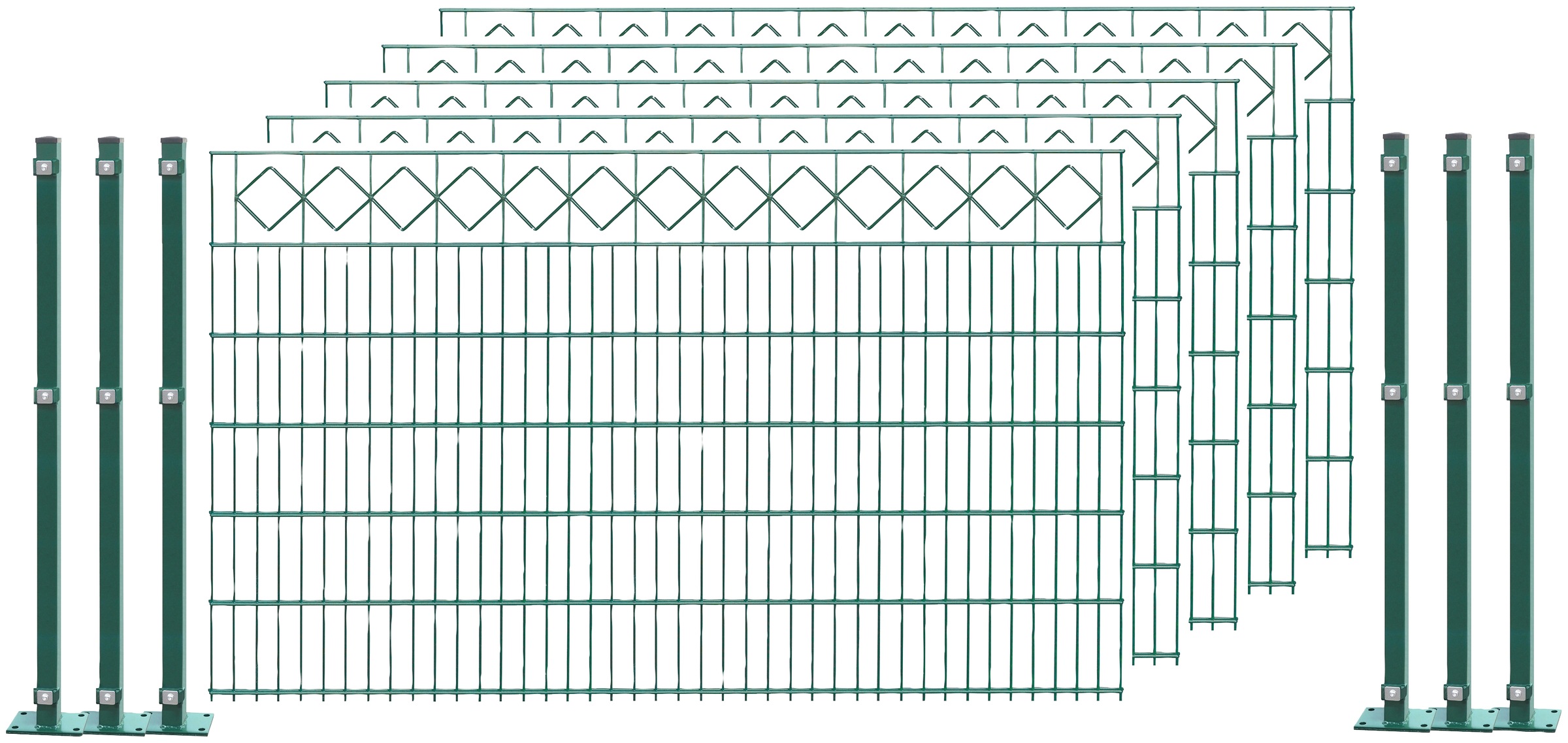 Arvotec Doppelstabmattenzaun »EASY 120 zum Aufschrauben "Karo" mit Zierleiste«, Zaunhöhe 120 cm, Zaunlänge 2 - 60 m