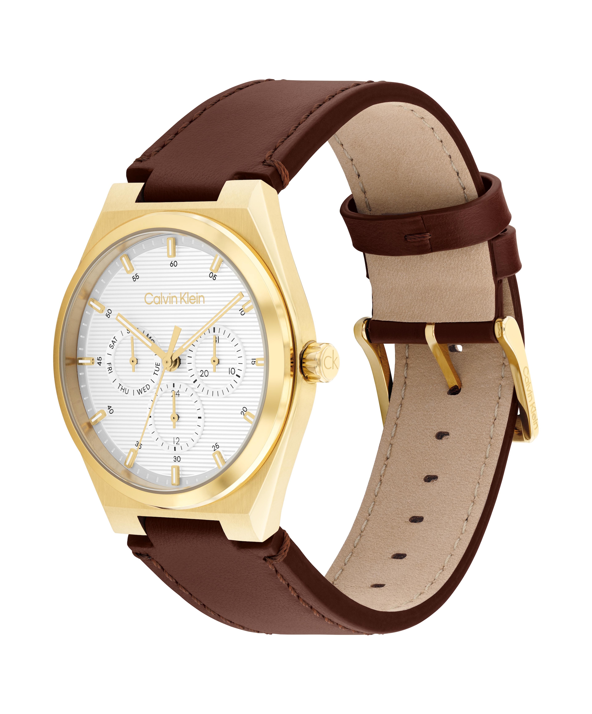 Calvin Klein Multifunktionsuhr »CK MOTION«, Quarzuhr, Armbanduhr, Damenuhr, Herrenuhr, Lederarmband, analog