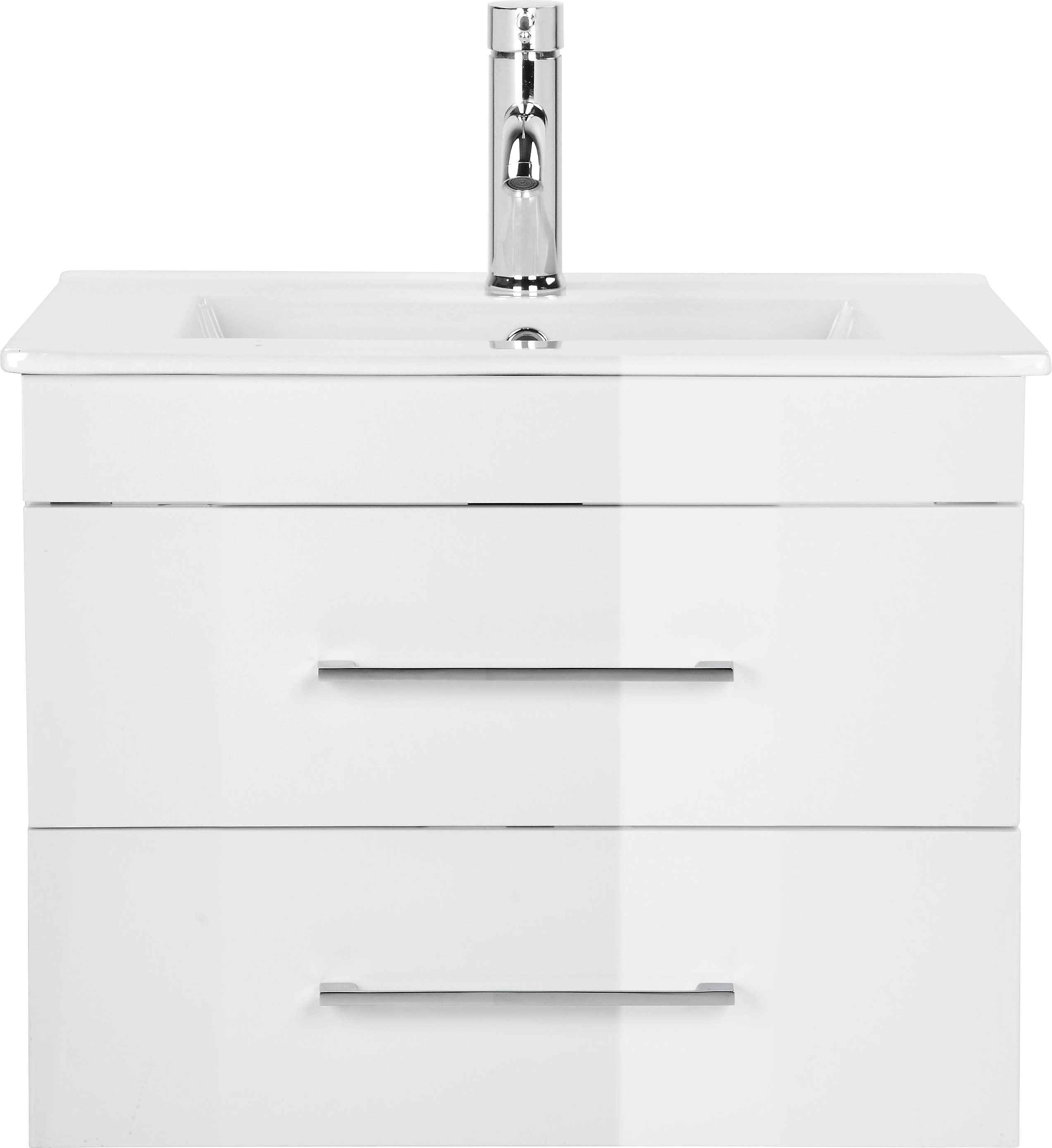 Thumbnail - welltime Waschtisch "Florenz Badschrank Badmöbel inkl. Waschbecken" Komplett-Set, Waschplatz mit 2 Auszügen und Softclos...