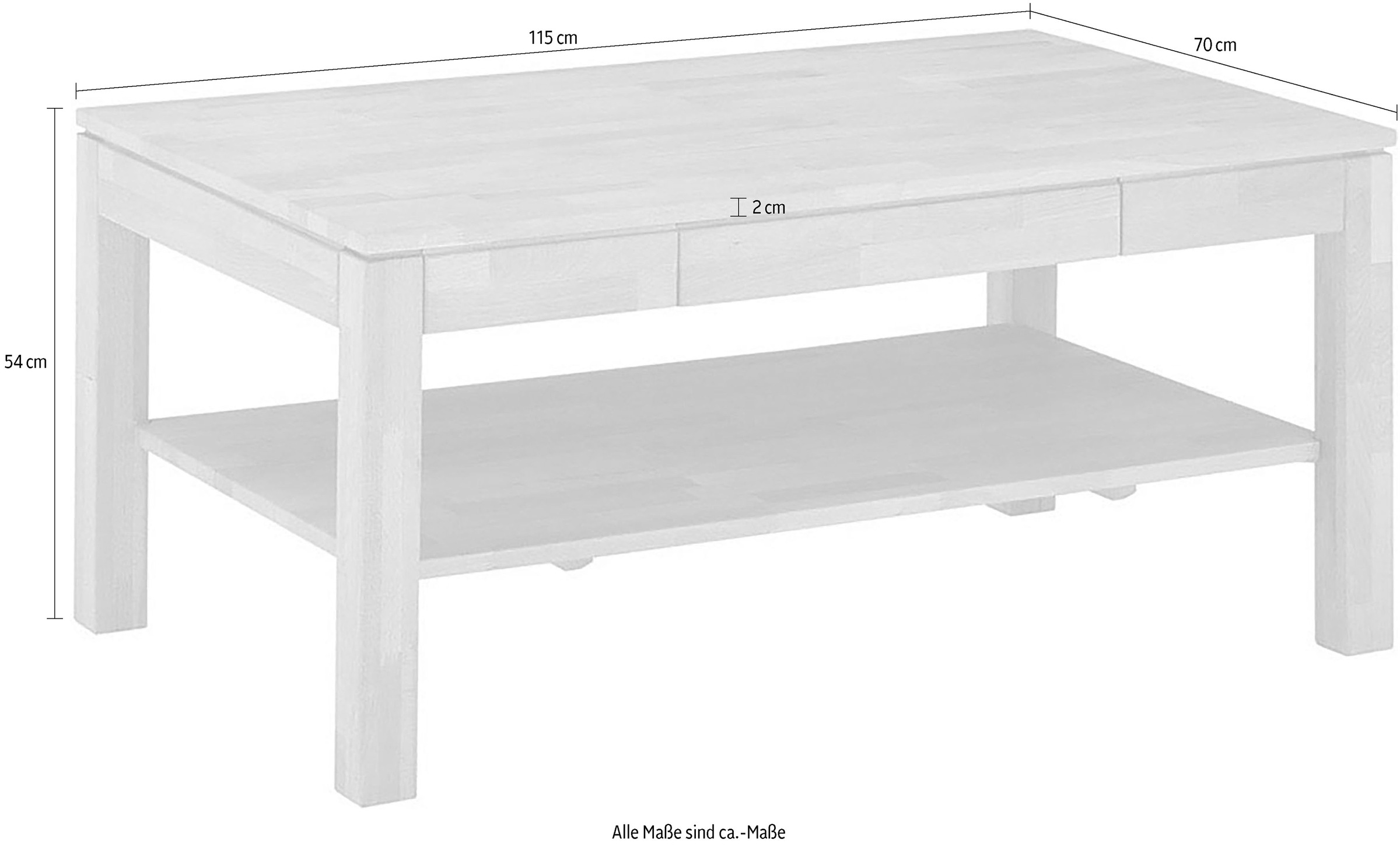MCA furniture Couchtisch »SALEM«, massiv, keilverzinkt, geölt, Stollen massiv,60x60 mm, belastbar 60kg