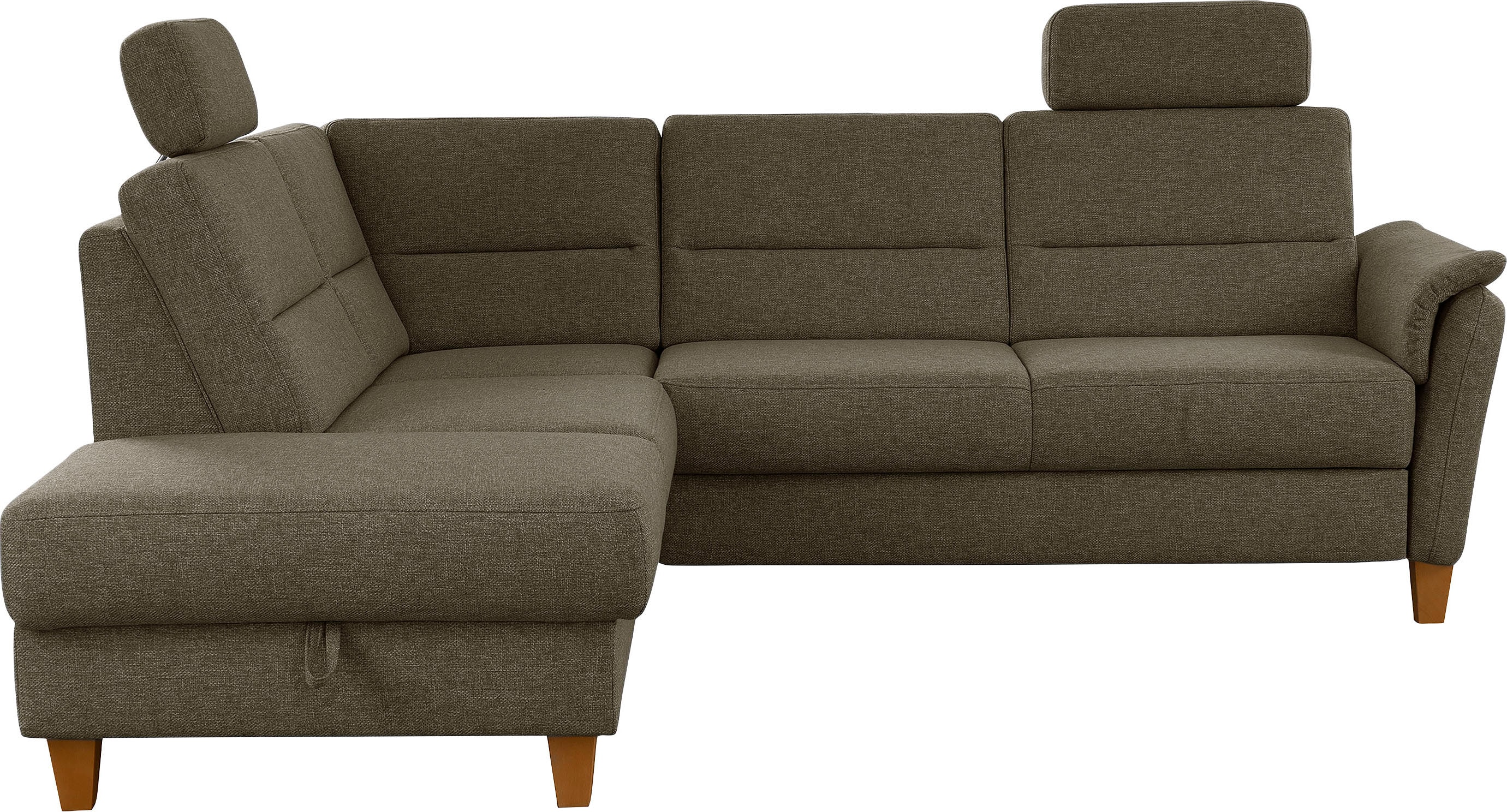 Home affaire Ecksofa "Palmera, L-Form, B: 236 cm, Bettfunktion & Bettkasten wählbar" Federkern-Polsterung, Sitzhöhe 48 cm, handgefertigt, stilvolles Design