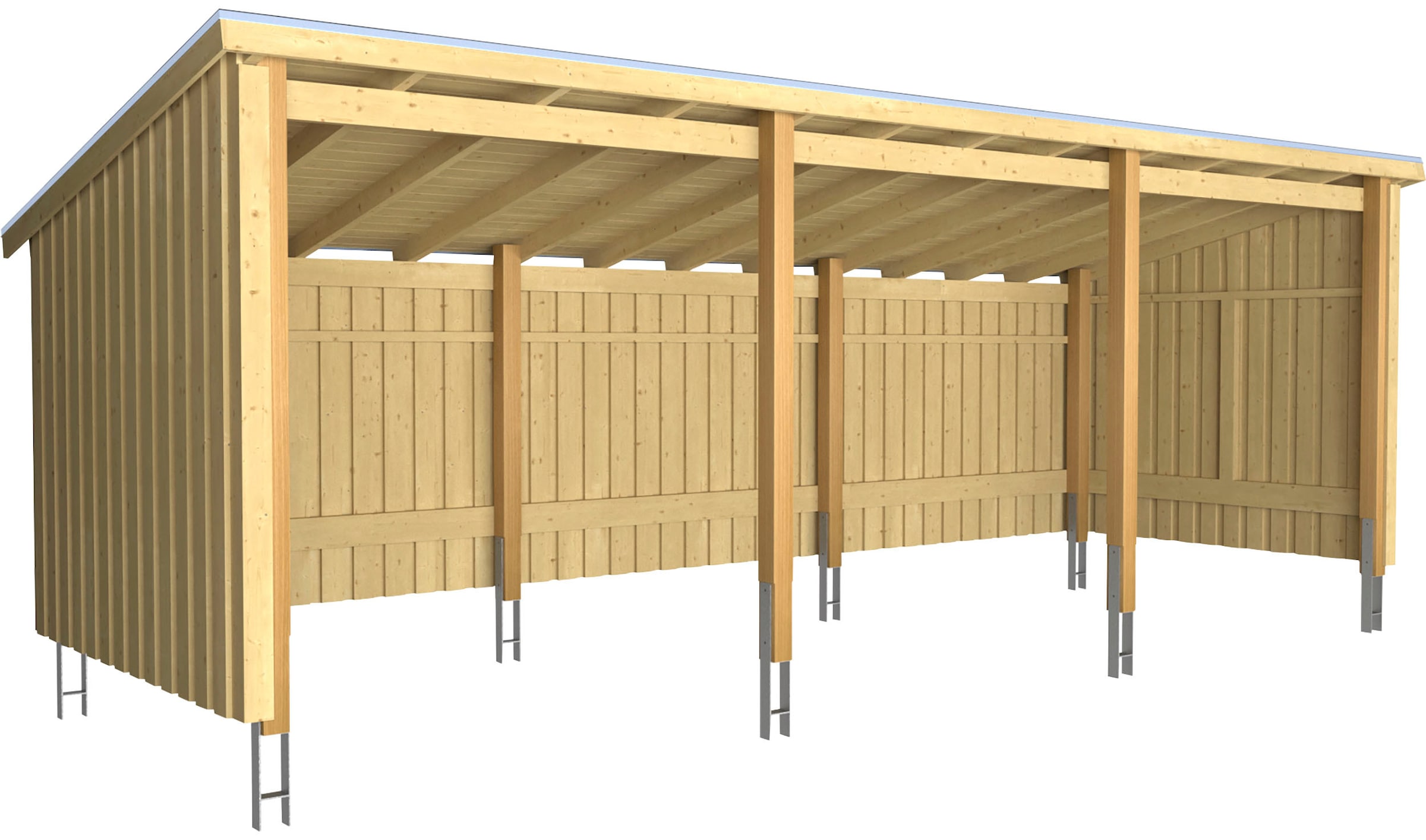 PLUS 1100000002199 "Nordic Multi" Gartenhaus 14 m², 3 Module, inkl. Dachpappe/Aluleisten/H-Füße