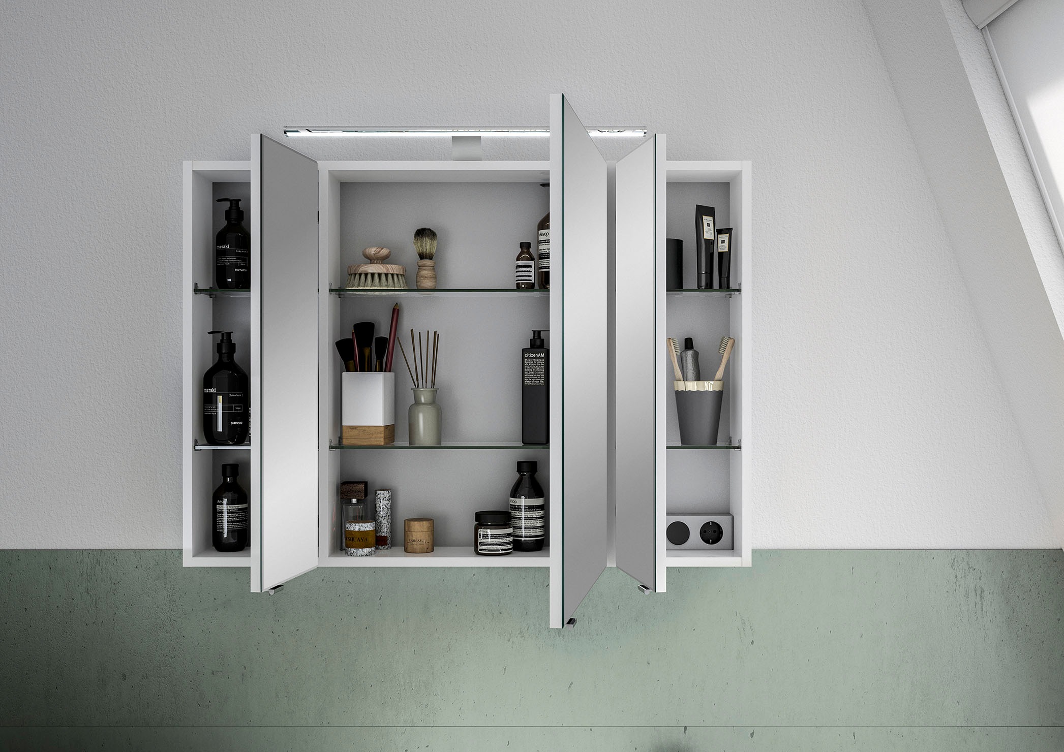Saphir Badmöbel-Set »6005 Sprint 2-teilig, Keramik-Waschtisch mit LED-Spiegelschrank«, (2 St.), Waschplatz 98 cm breit, inkl. Türdämpfer, 3 Türen, 2 Schubladen