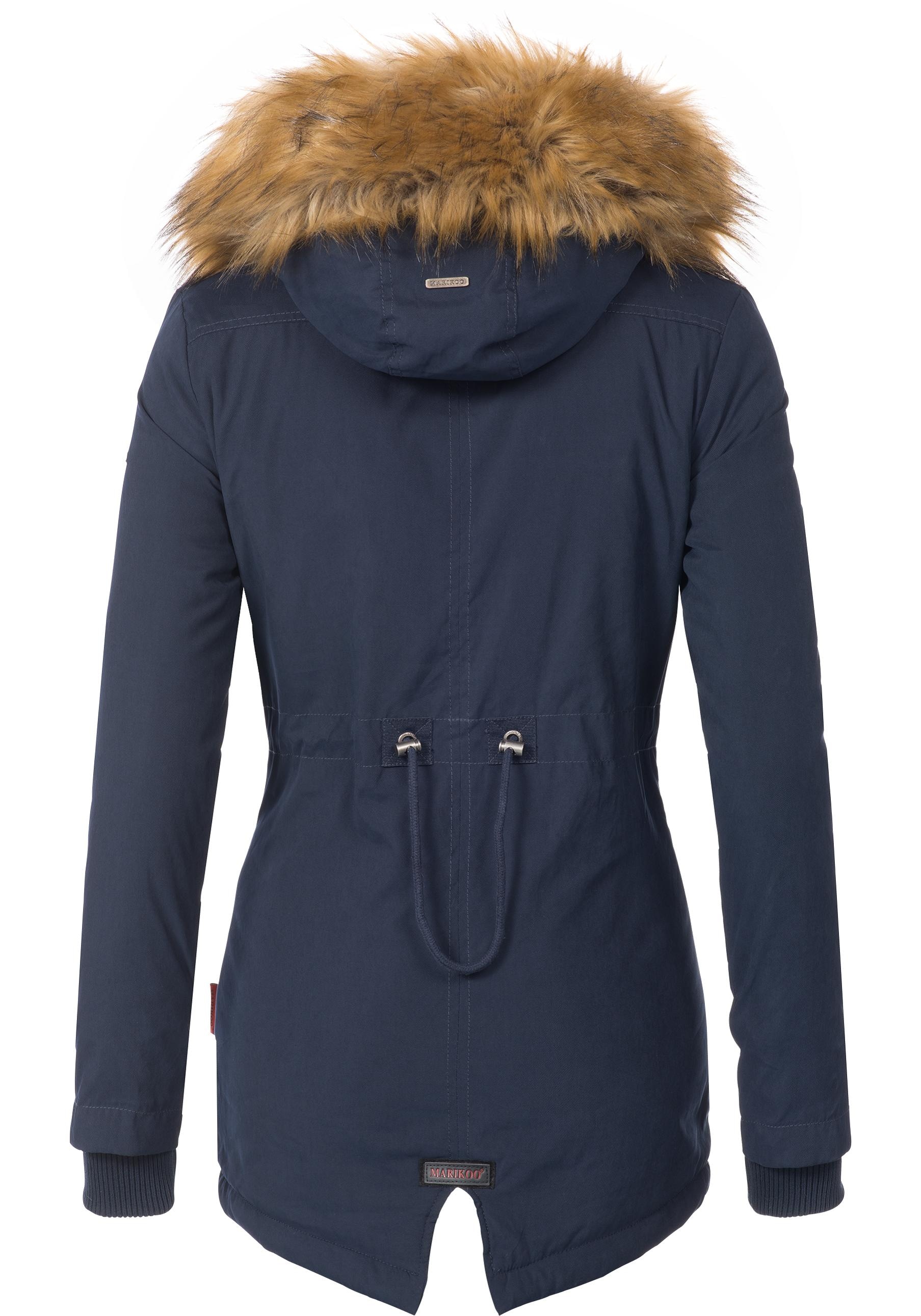 Marikoo Wintermantel »Akira«, edler Winterparka mit Kunstfellkapuze