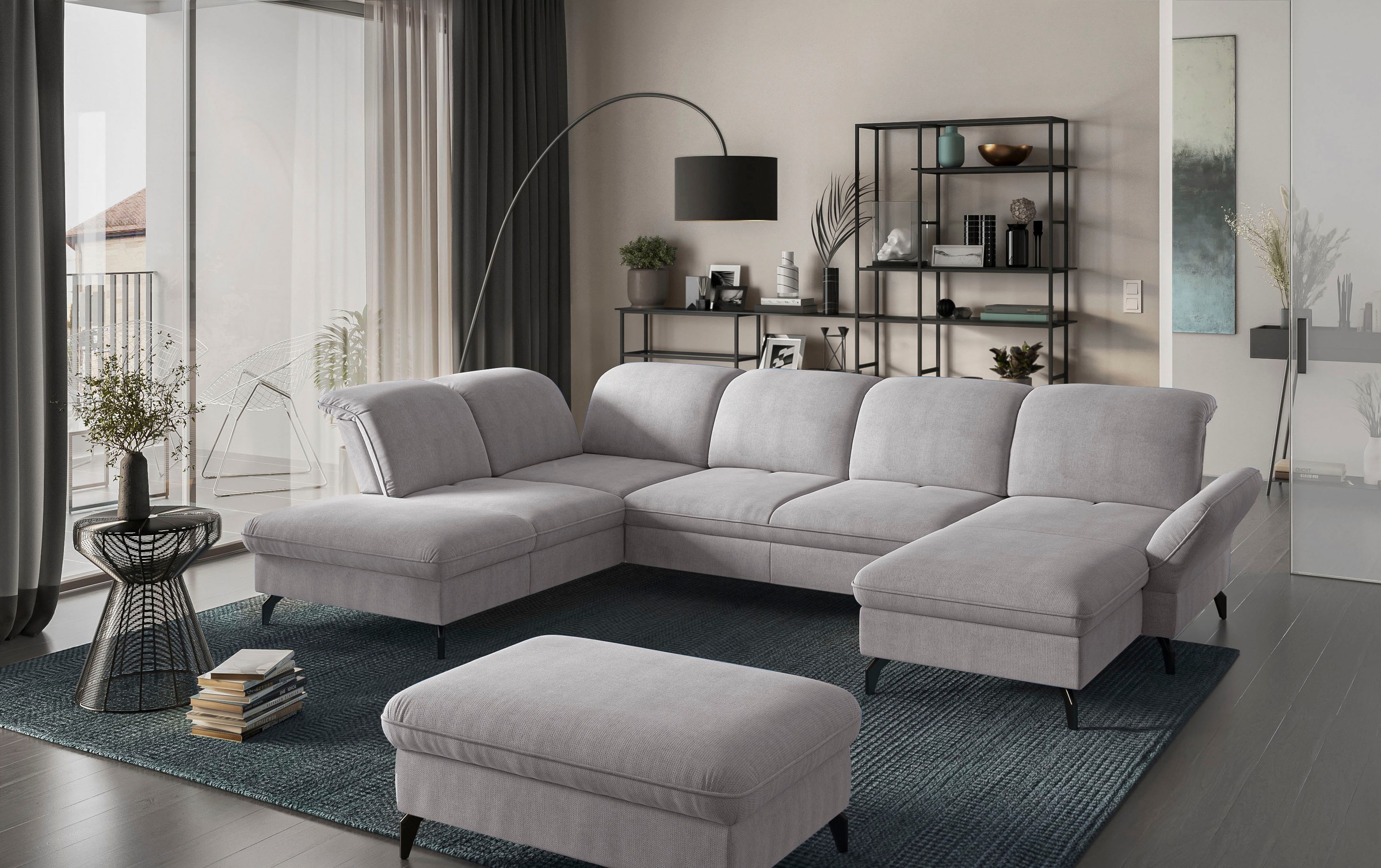 sit&more Wohnlandschaft »Leandro U-Form«, Wahlweise mit Bett-, Kopfteil - und Armlehnfunktion, sowie Bettkasten