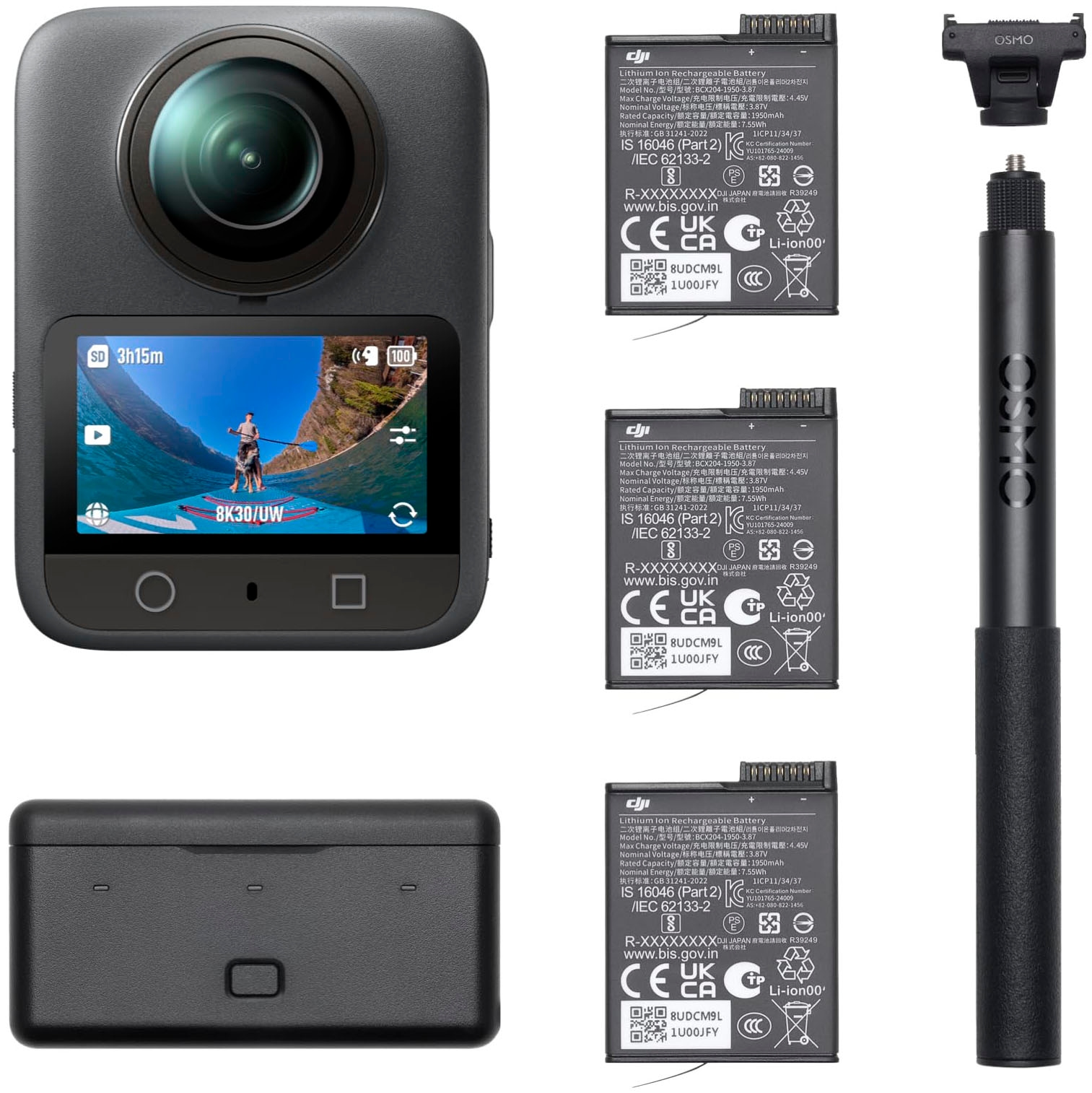 DJI Action Cam "Osmo 360 Adventure Combo", dunkelgrau, B:6,1cm H:8,1cm T:3,63cm, Camcorder, 360-Kamera, Topseller - Einheitsgröße