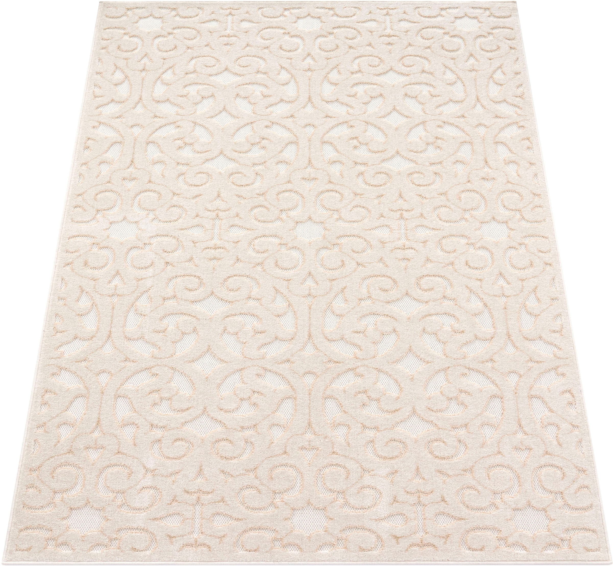 Paco Home Teppich »Cotton 234«, rechteckig, Uni-Farben, Hoch-Tief Effekt,  Ornamente, boho, Outdoor geeignet auf Rechnung | BAUR