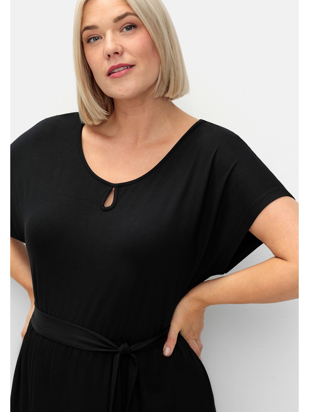 Sheego Jerseykleid »Große Größen«, in Wickeloptik, mit Taillen-Bindeband