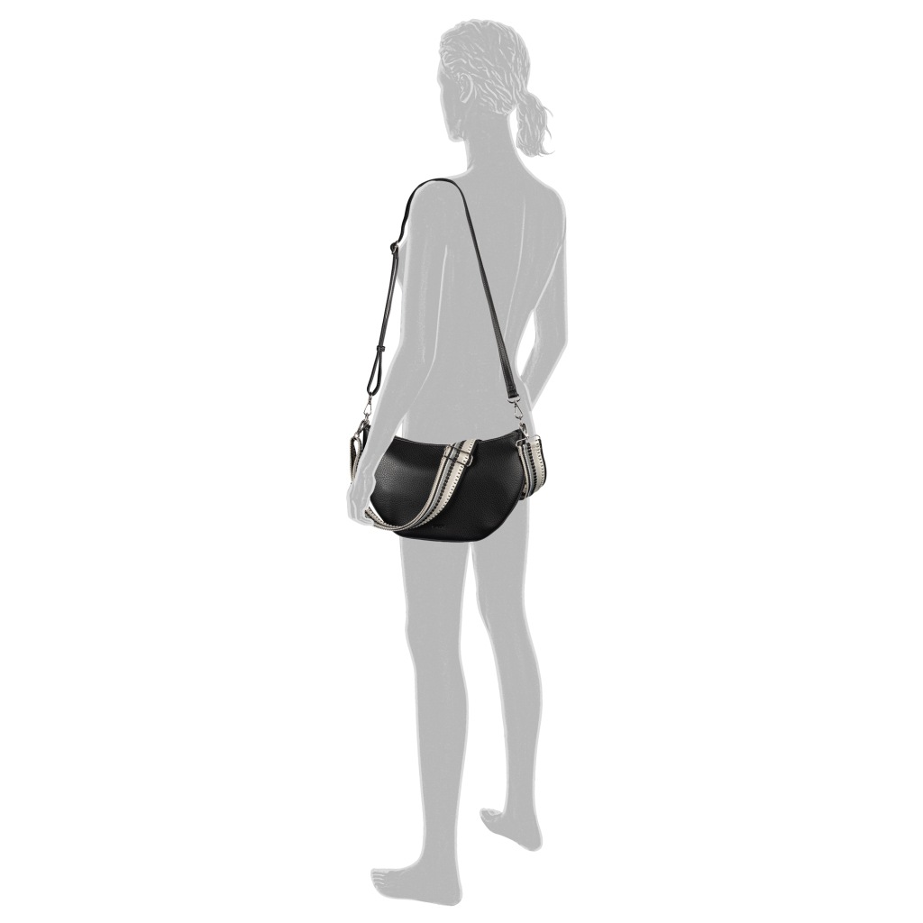 Umhängetasche GABOR "Linda Summer", Damen, Gr. B/H/T: 34cm x 25cm x 9,5cm, schwarz, Lederimitat, clean, gepflegt, unifarben, Taschen Umhängetasche, Schultertasche mit dezentem Logo und extrabreitem Schultergurt 2