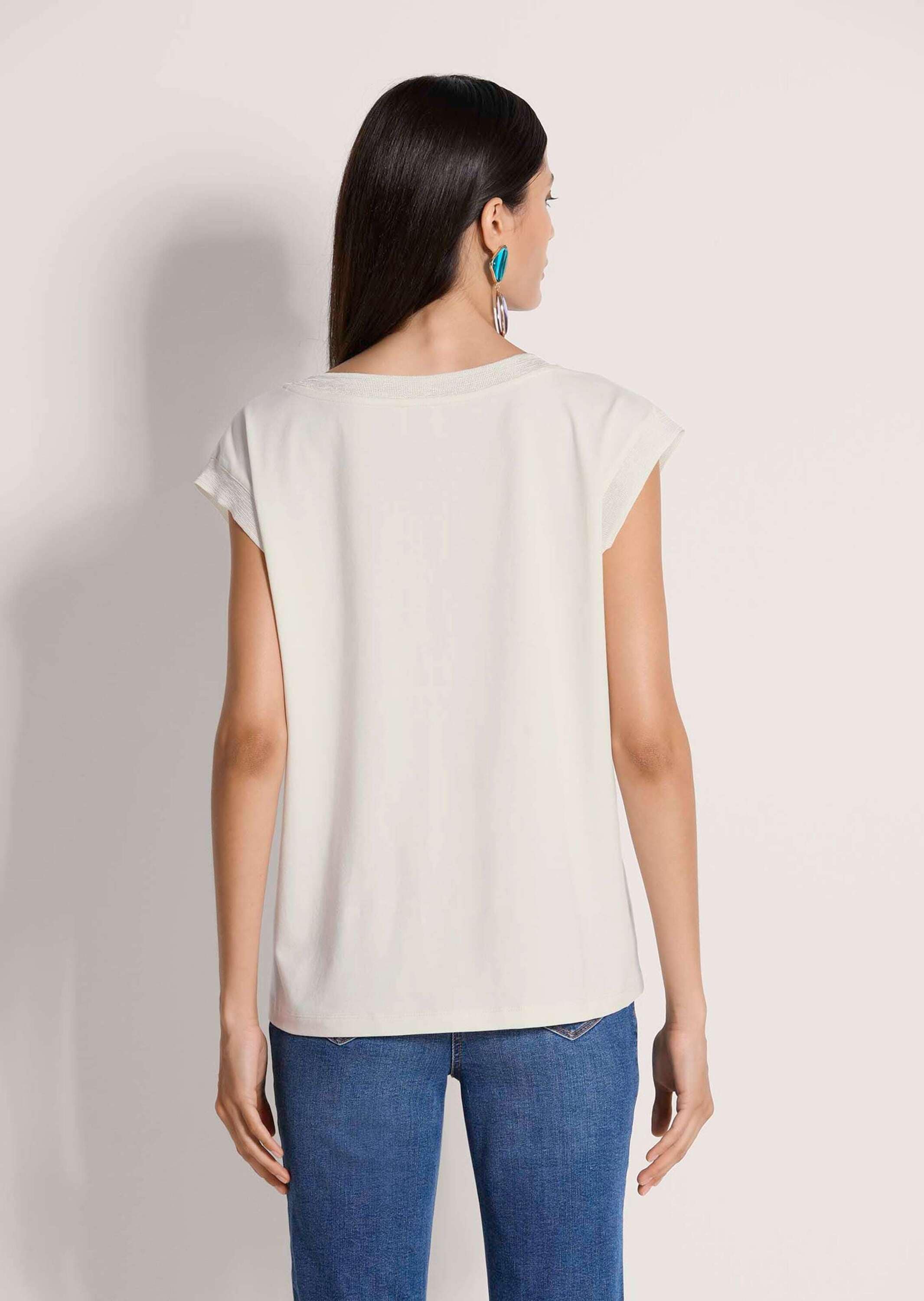 MADELEINE Kurzarmshirt »Jerseyshirt Sommershirt mit Rippenbändern« Breites Rippenband