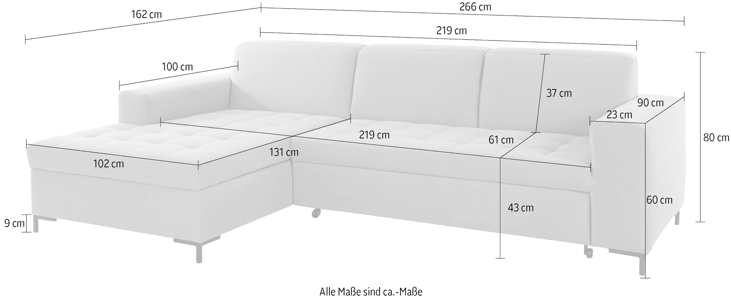 OTTO products Ecksofa »Grazzo, zeitlos und elegant, mit moderner Sitzheftung, L-Form«, hochwertige Stoffe aus recyceltem Material, Steppung im Sitzbereich