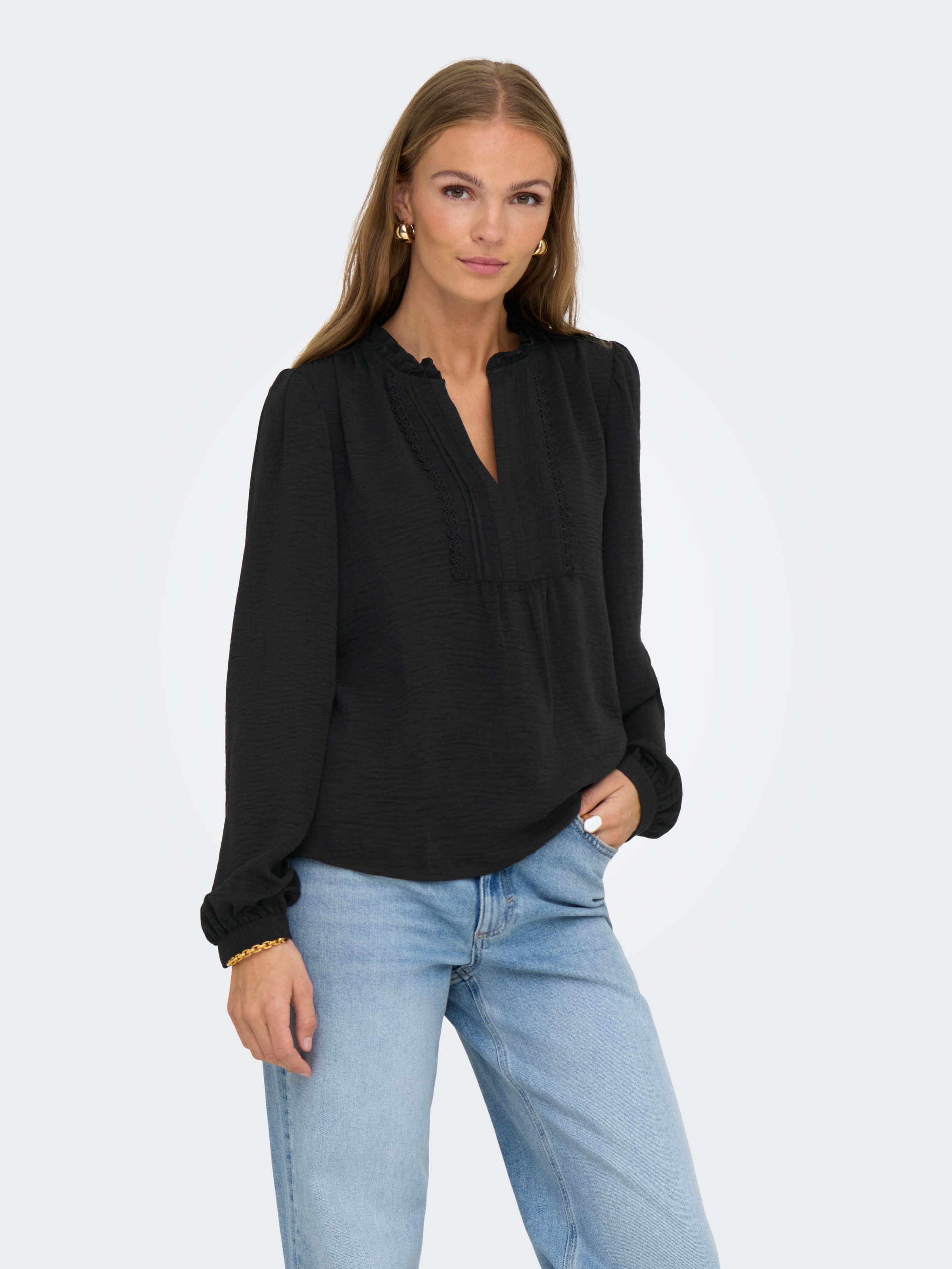 JDY Langarmbluse "JDYRACHEL LIFE L/S PINTUCK TOP WVN NOOS" im romantischen günstig online kaufen