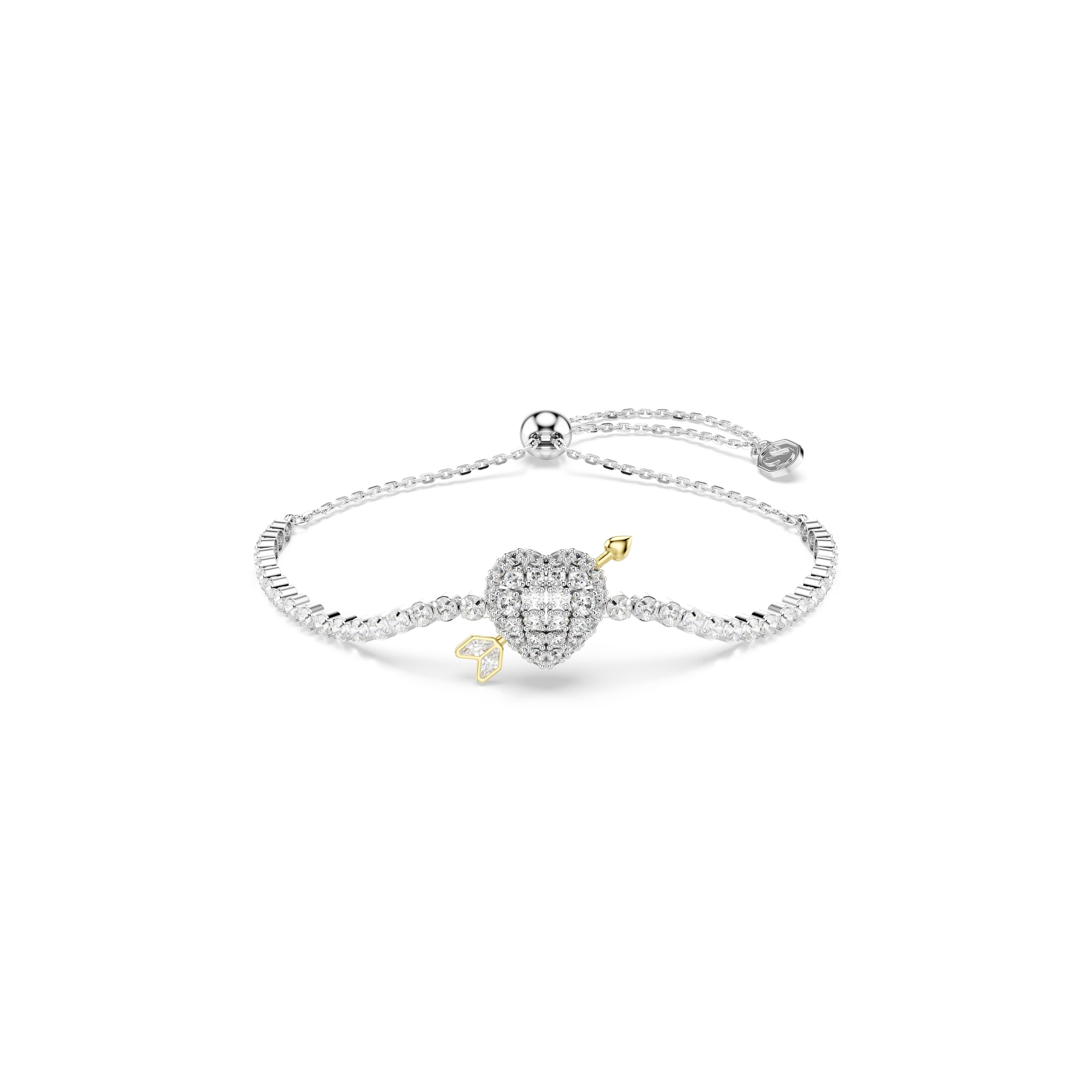Armkette SWAROVSKI "Schmuck Geschenk Idyllia Armband", metallfarben, gelbgoldfarben, kristallweiß, kristallweiß, Armbänder, Damen, Metallmix, Armkette, mit Swarovski Kristall, Zirkonia (synth.) 2