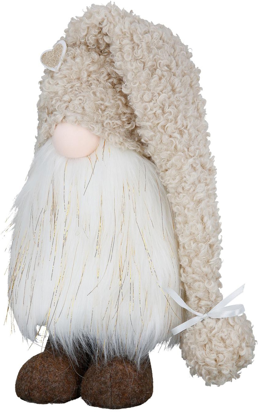 GILDE Skulptur "Figur Wichtel Karlson braun; creme" Figur Wichtel Weihnachtsdekoration Zapfen Bommelmütze Winterdekoration