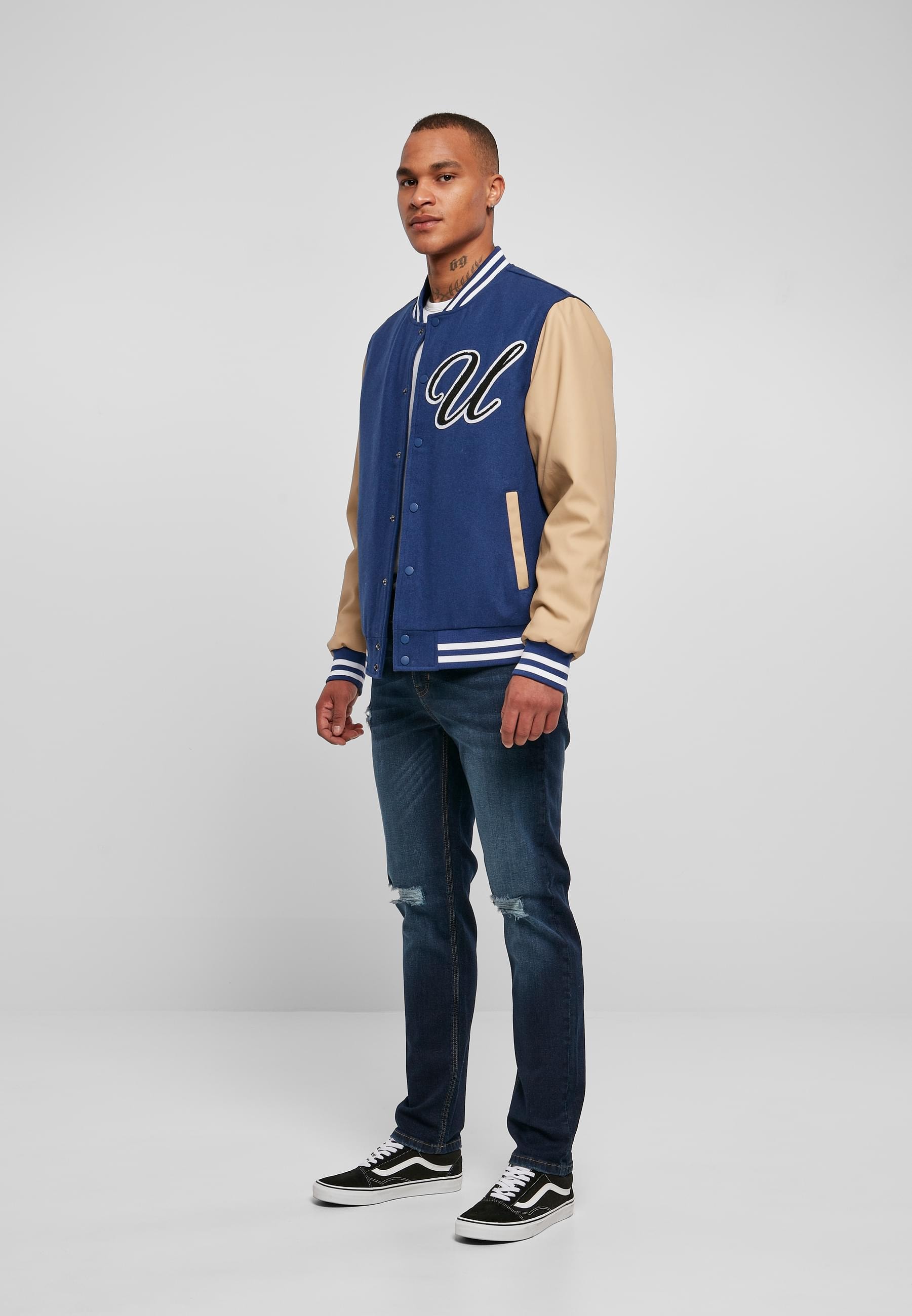 URBAN CLASSICS Allwetterjacke »Urban Classics Herren Big U College Jacket«, (1 St.), ohne Kapuze