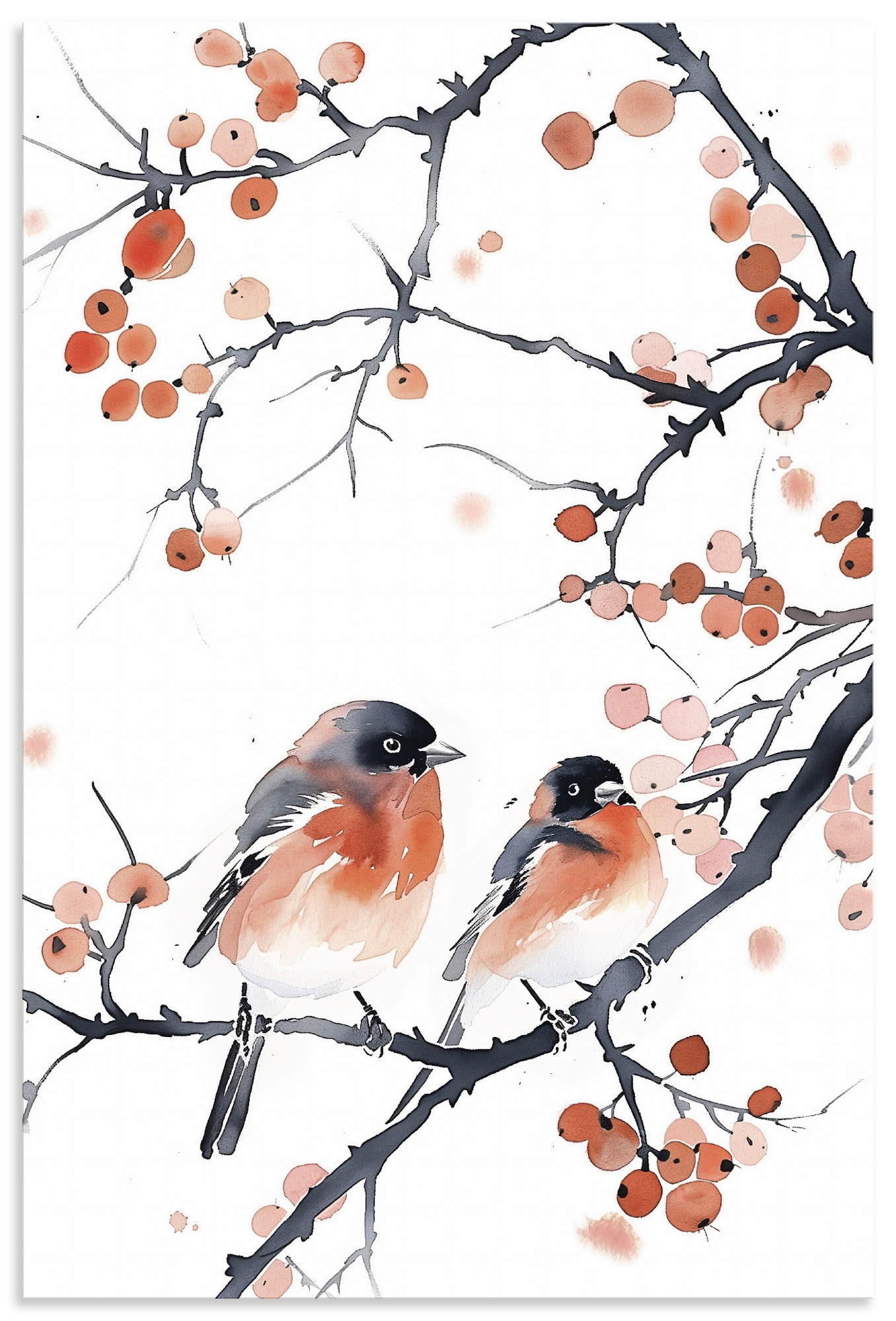 Wandbild ARTLAND "Aquarell Gimpel", farbe bild(er): rot, B:80cm H:120cm, Alu Dibond, Bilder, als Alubild, Leinwandbild, Poster, Wandaufkleber in verschied. Größen