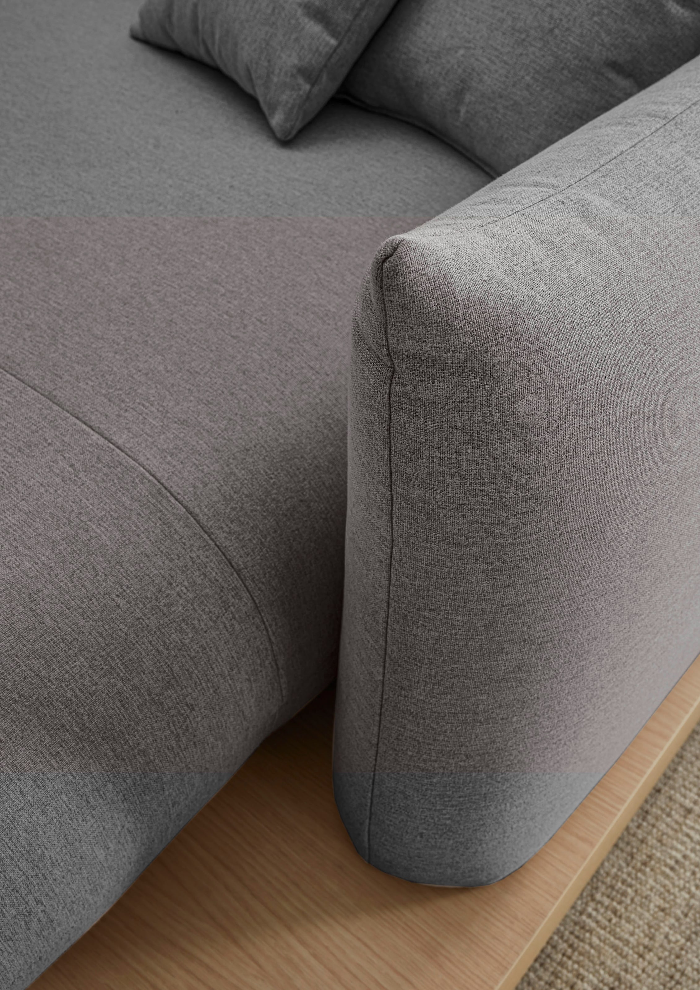 OTTO home Ecksofa »Kalix, Polsterecke mit kräftigem Holz-Plateau, moderne Couch in L-Form«, wahlweise Recamiere links o. rechts, Strukturstoff, hoher Sitzkomfort