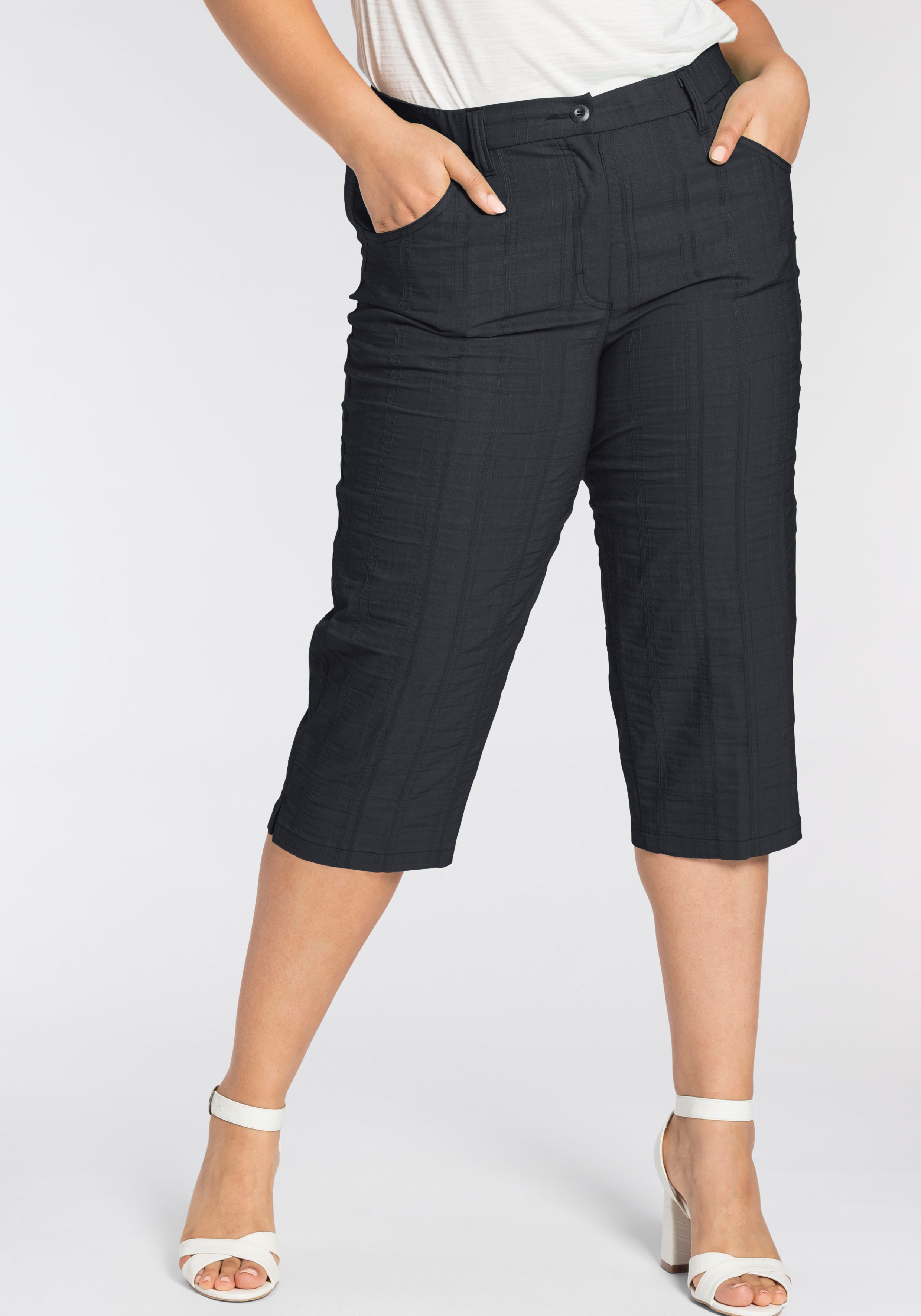 KjBRAND Caprihose "Babsie: bequemer Oberschenkel" Sommerhose mit Strukturmuster