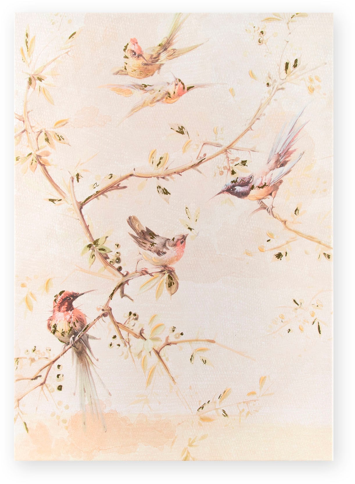 Art for the home Leinwandbild »Vogel« 1 Stk. tlg. Handgemalt Wandbild Gold Metallic 50x70cm