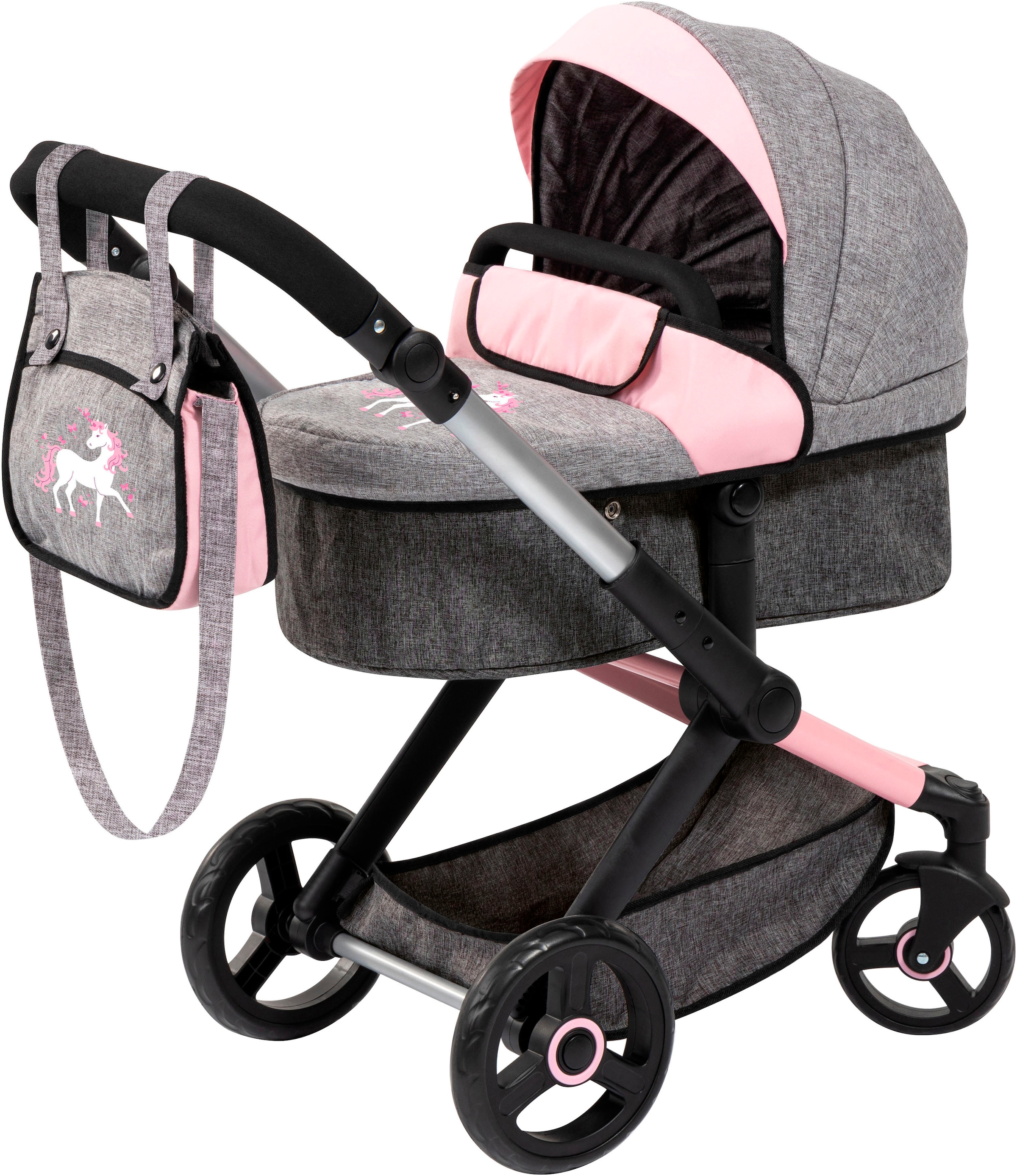 Bayer Kombi-Puppenwagen »Xeo, grau/rosa«