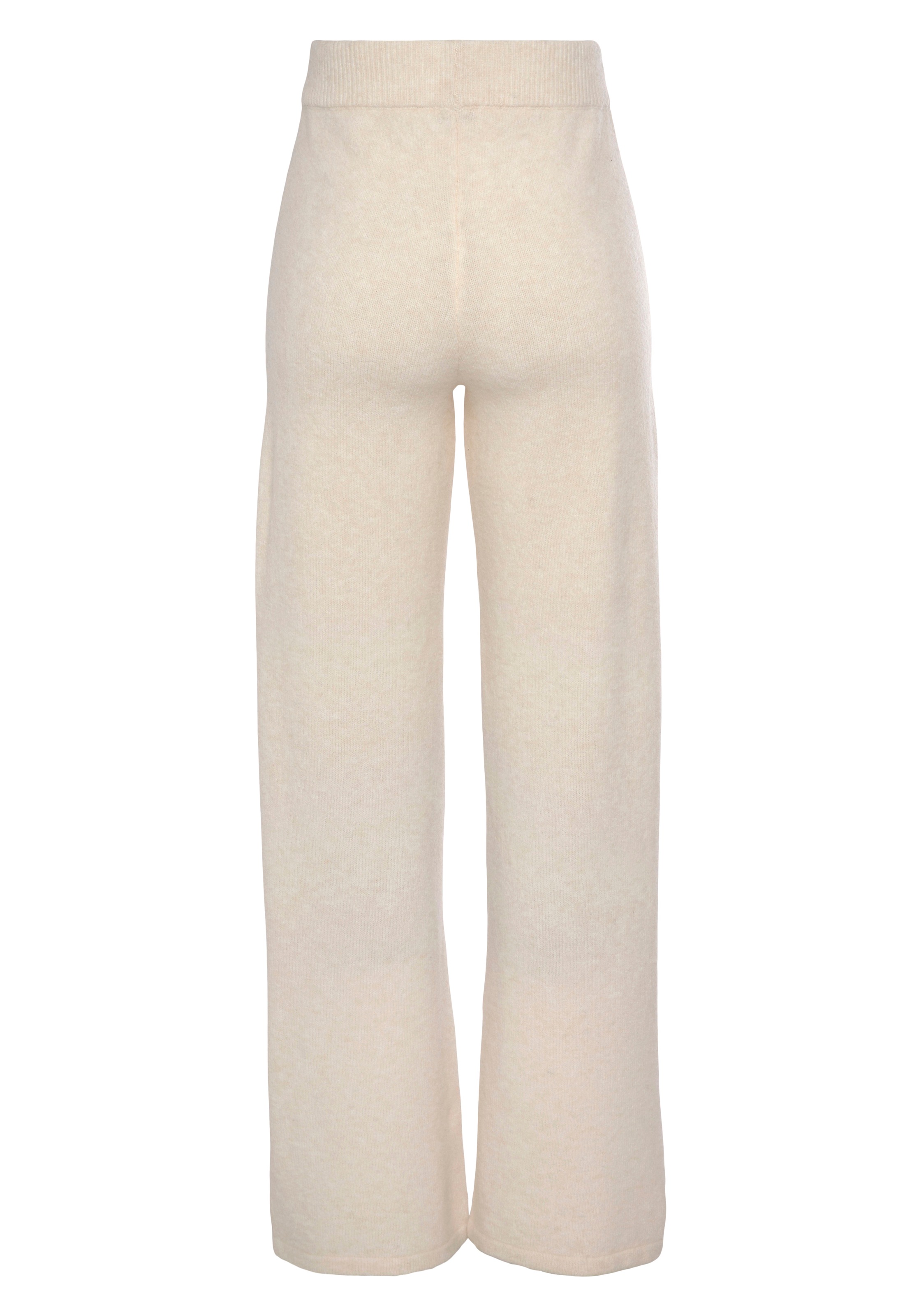 Strickhose LASCANA, Damen, Gr. 36/38, N-Gr, beige (creme), Strick, Obermaterial: 52% Polyester, 44% Polyacryl, 4% Elasthan, meliert, unifarben, bequem lang, Hosen, mit Rippbündchen, Loungewear 3