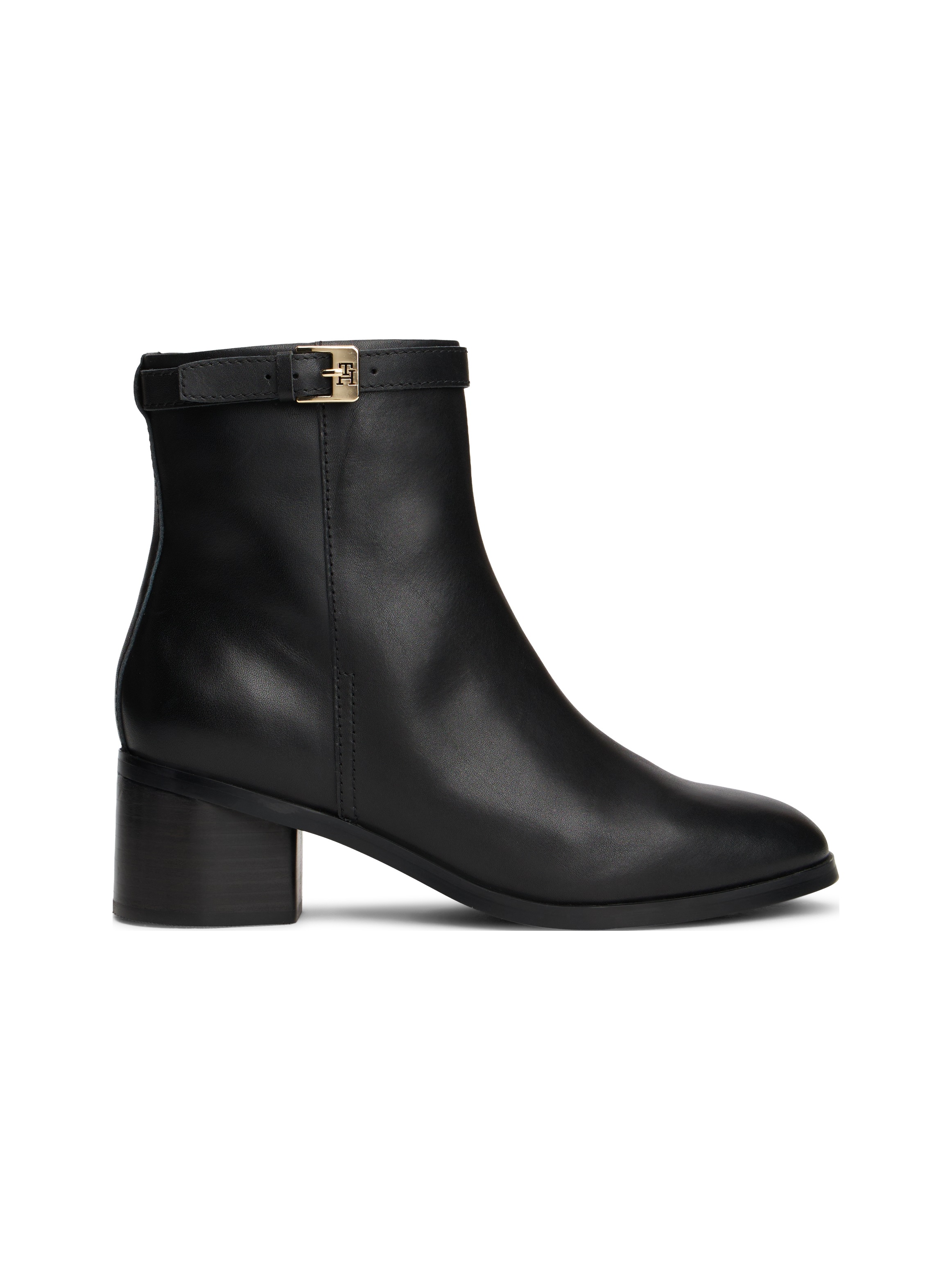 Tommy Hilfiger Stiefelette »TH BUCKLE RIDING MID HEEL BOOTIE«, Blockabsatz, Businesschuh mit Zierschnalle am Schaftrand