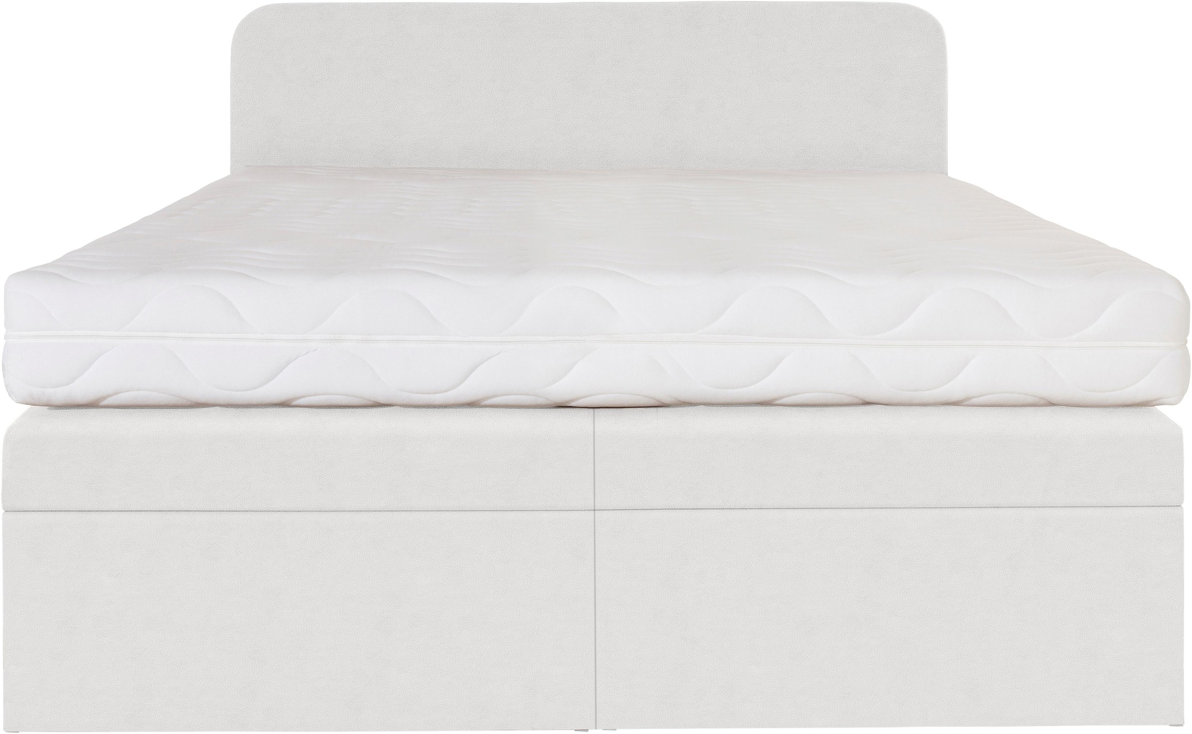 Boxspringbett, weiß, B:145cm L:212cm, Box und Kopfteil: Microvelours (100% Polyester) oder Kunstleder (Polyurethan);Bezug der Obermatratze: 100% Polyester, WESTFALIA SCHLAFKOMFORT, Komplettbetten, Boxspringbett, wahlweise mit Bettkasten 8