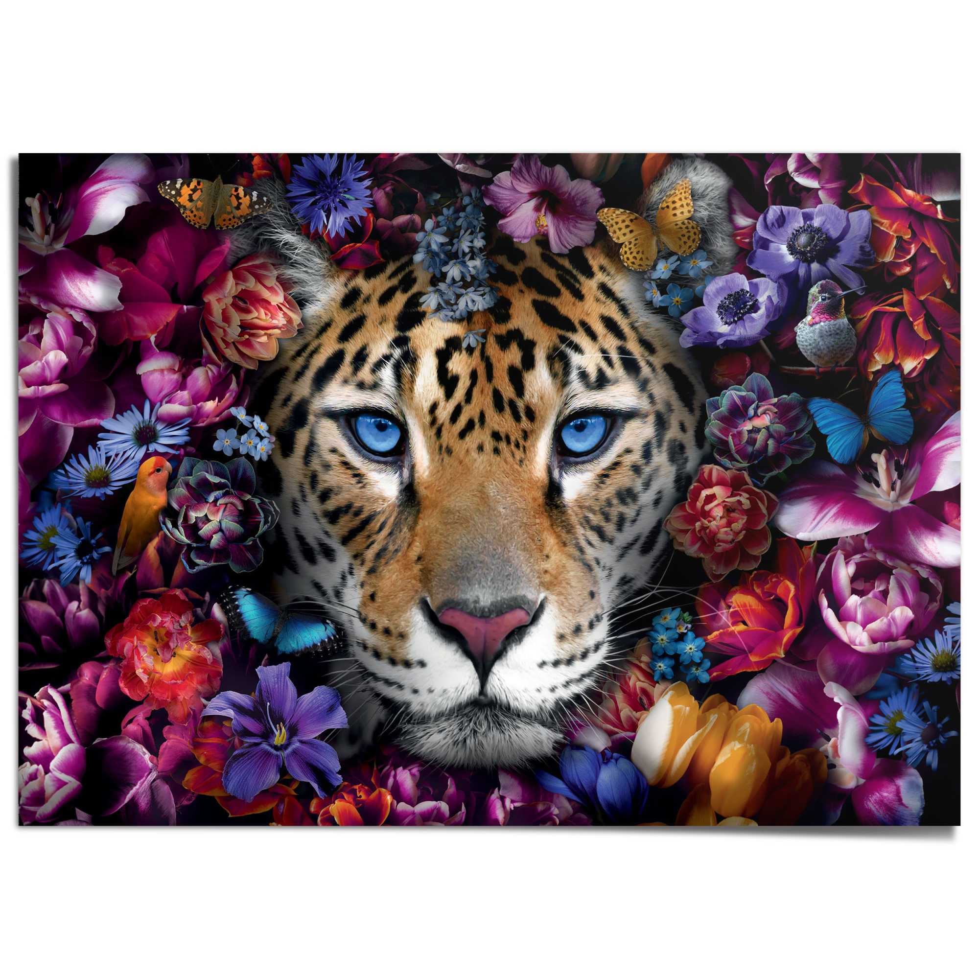 Reinders Poster "Power Cat" Wohnzimmer - Blumen - Schmetterlinge - Farbenfr günstig online kaufen