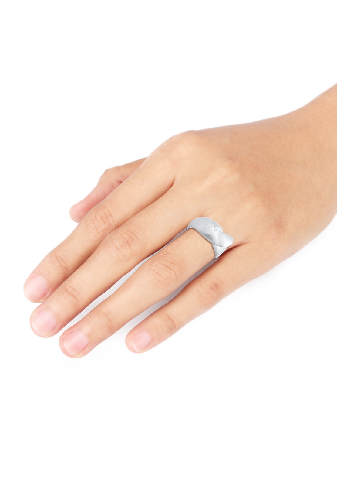 Elli Fingerring »Bandring Wellen Organic Geo Matt Knoten 925 Silber«