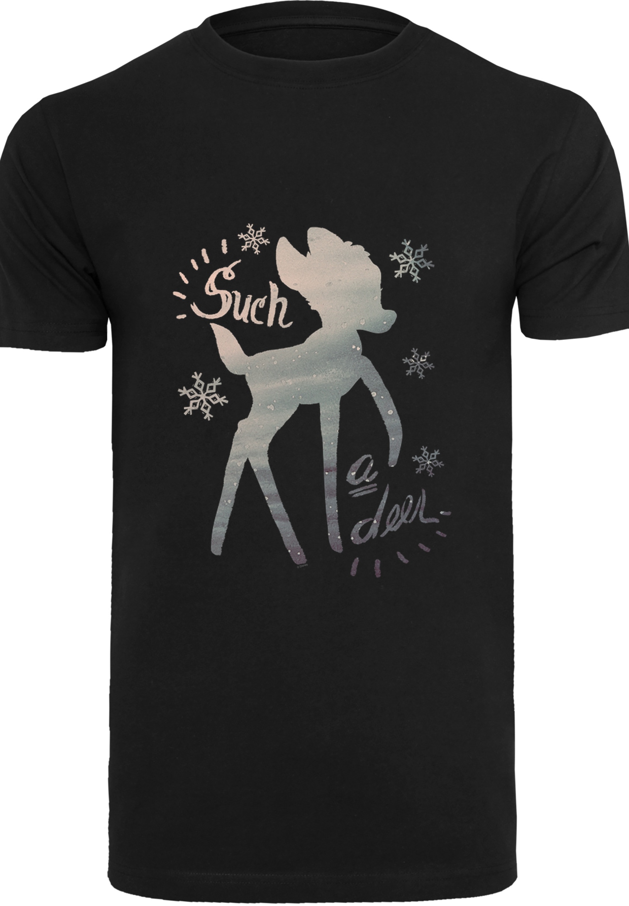 Kurzarmshirt »F4NT4STIC Herren Bambi Winter Deer -BLK with T-Shirt Round Neck«, (1 tlg.)