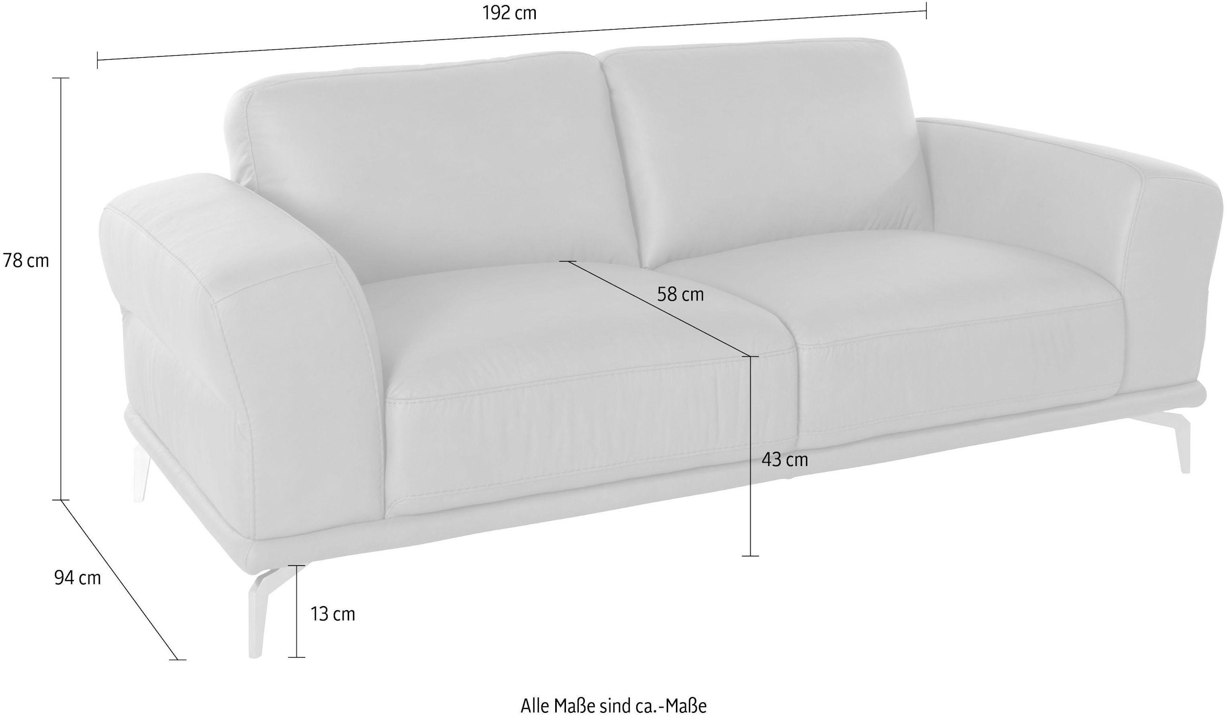 W.SCHILLIG 2-Sitzer »montanaa«, mit Metallfüßen in Chrom glänzend, Breite 192 cm