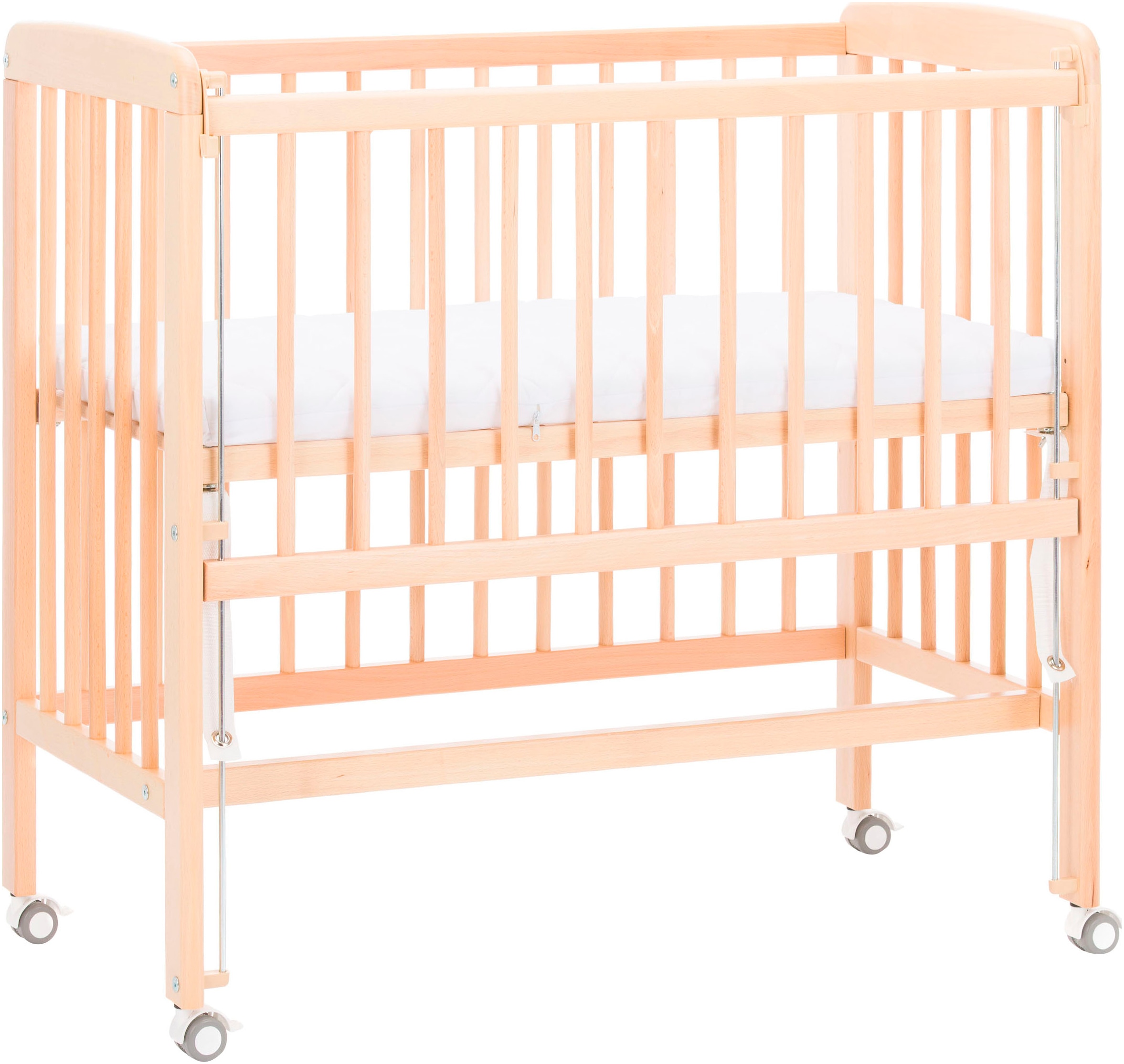 Beistellbett FILLIKID "Nino", Baby, Gr. Liegefläche B/L: 45cm x 90cm, kein Härtegrad, beige (natur), Massivholz, Babybetten, inkl. Matratze; Made in Europe