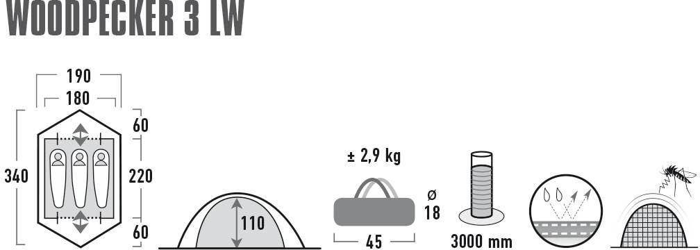 High Peak Kuppelzelt »Woodpecker 3 LW«, 3 Personen