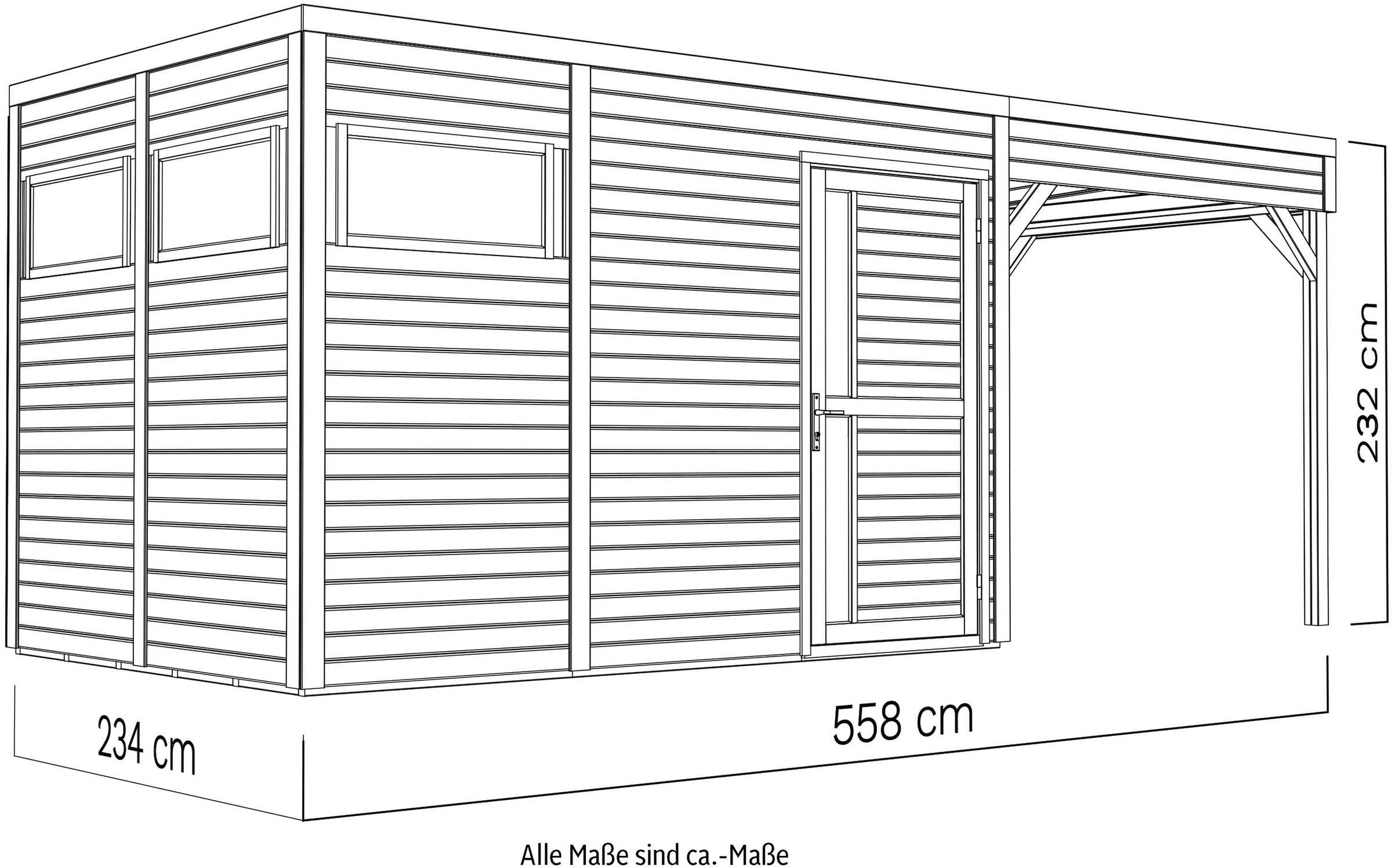 KONIFERA Gartenhaus »Cubus 3 Lounge«, mit Anbaudach