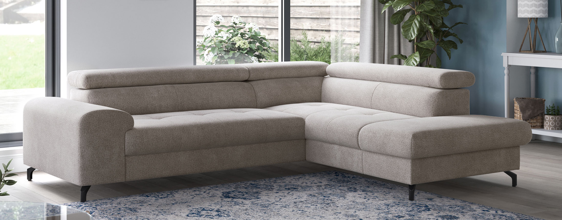 COTTA Ecksofa "Aura L-Form, B: 260 cm, inkl. Schlaffunktion, 3 verstellbare" Kopfteile, extra Bettkasten, Fußhöhe 12cm, Liegefläche 176x123cm