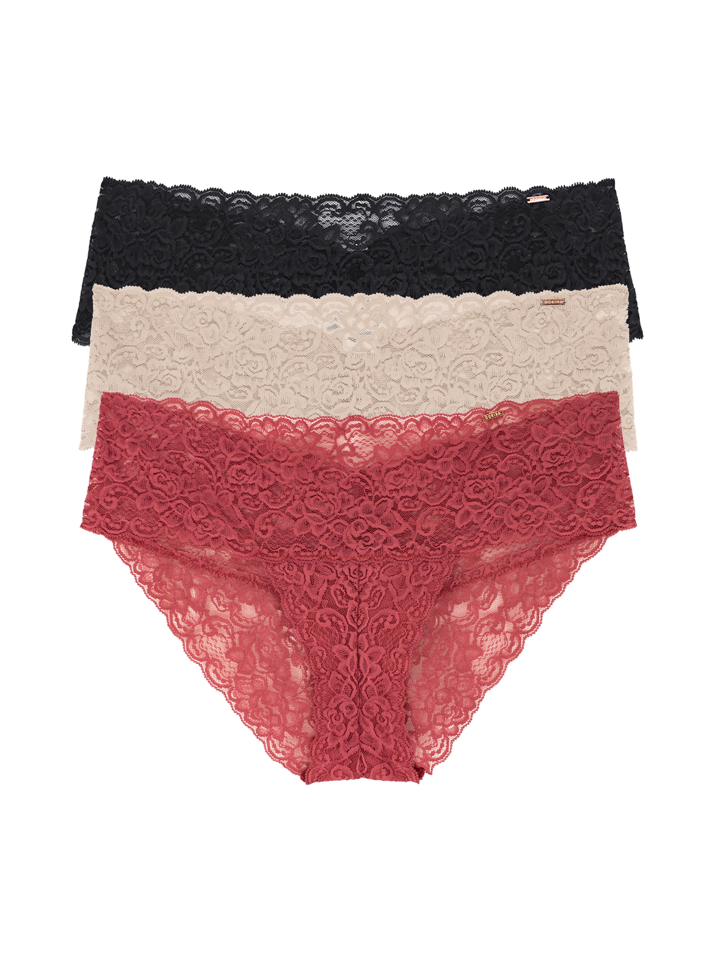 Dorina Slip »Lana«, (3er Pack), florale Spitze