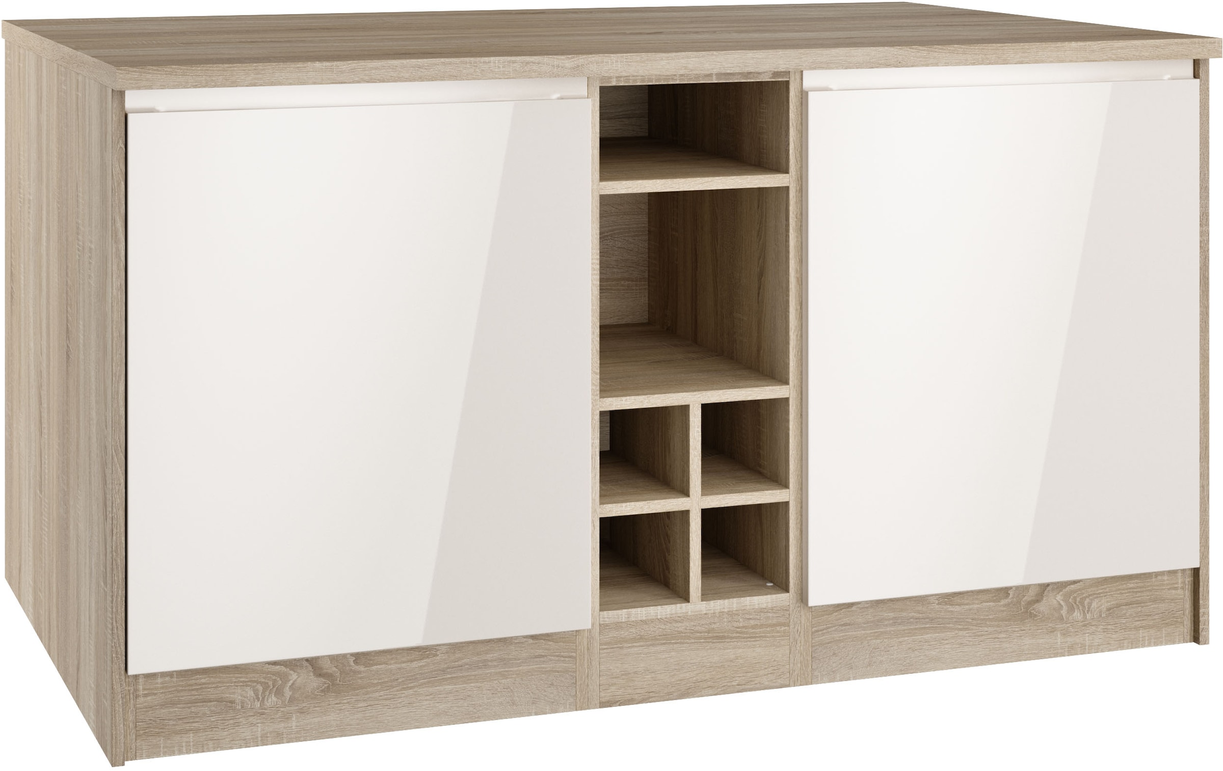 KOCHSTATION Kücheninsel "KS-Virginia", Breite 153 cm, MDF-Fronten, Flaschenregal