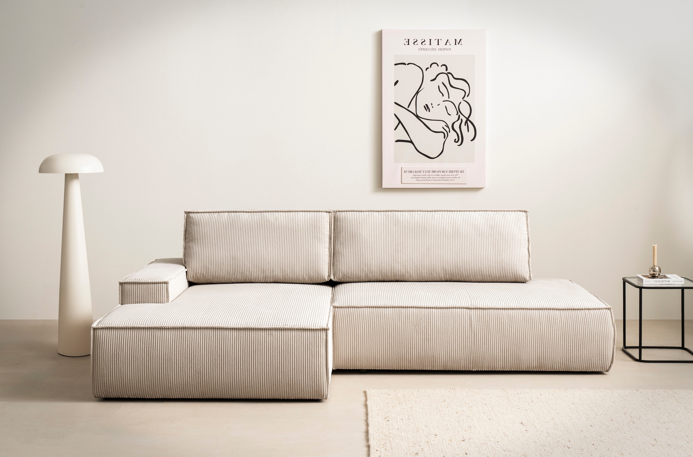 Home affaire Ecksofa "SHERWOOD, Schlafsofa in L-Form offen (275cm), Cord, L günstig online kaufen