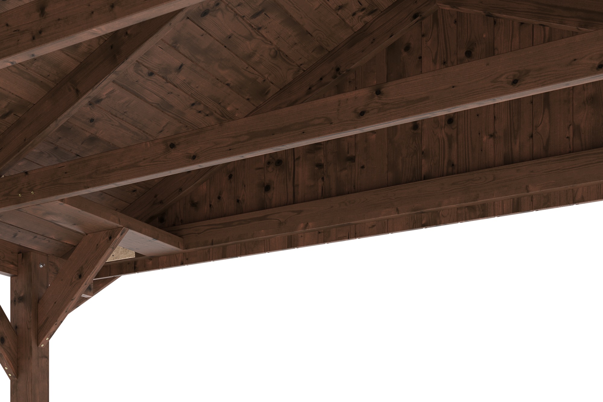 Thumbnail - Skanholz Einzelcarport "Wallgau", 340 cm, Nussbaum, mit roten Dachschindeln