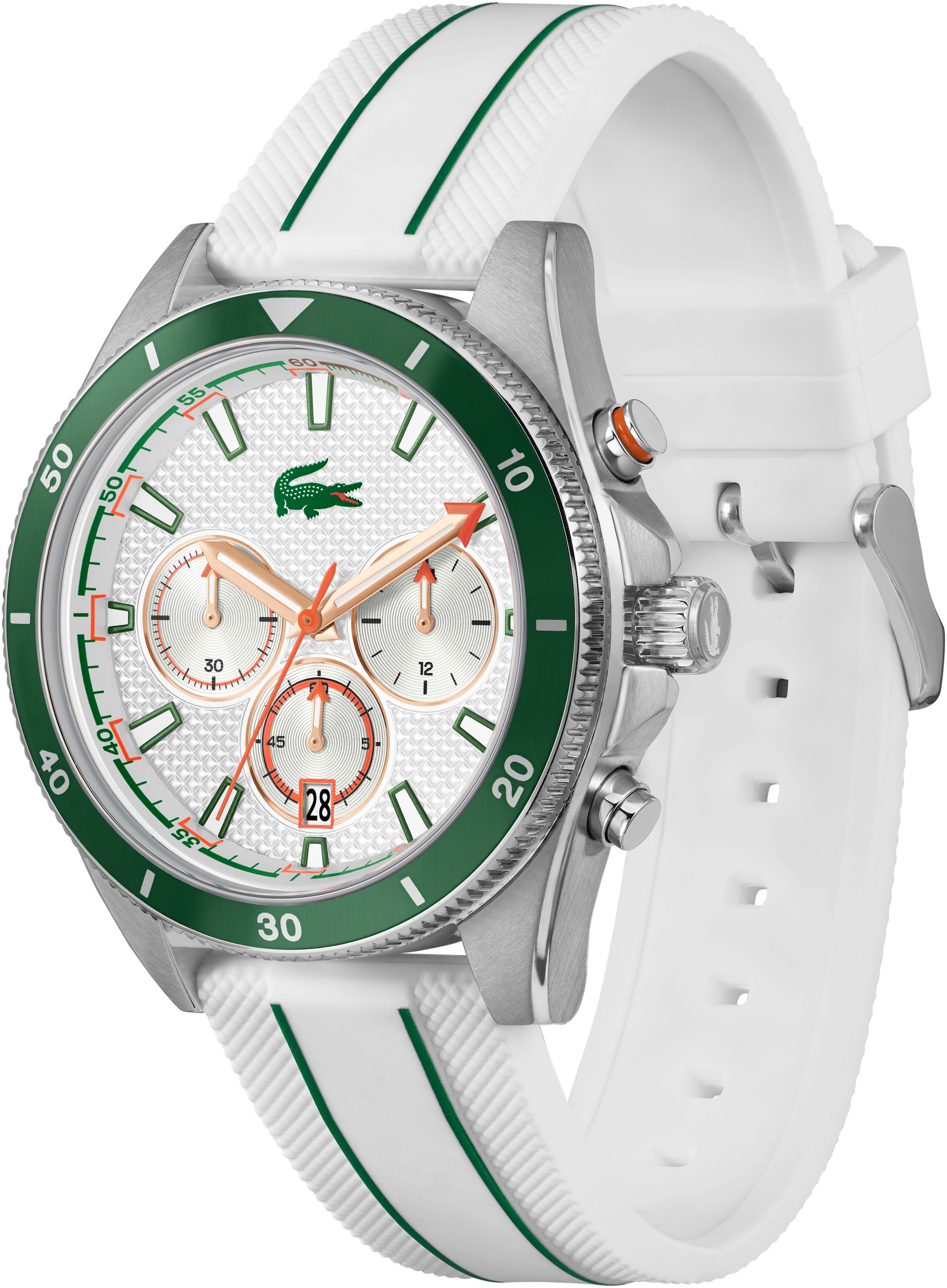 Lacoste Chronograph »MAINSAIL«, Armbanduhr, Quarzuhr, Herrenuhr, Tag, Stoppfunktion, Silikonarmband