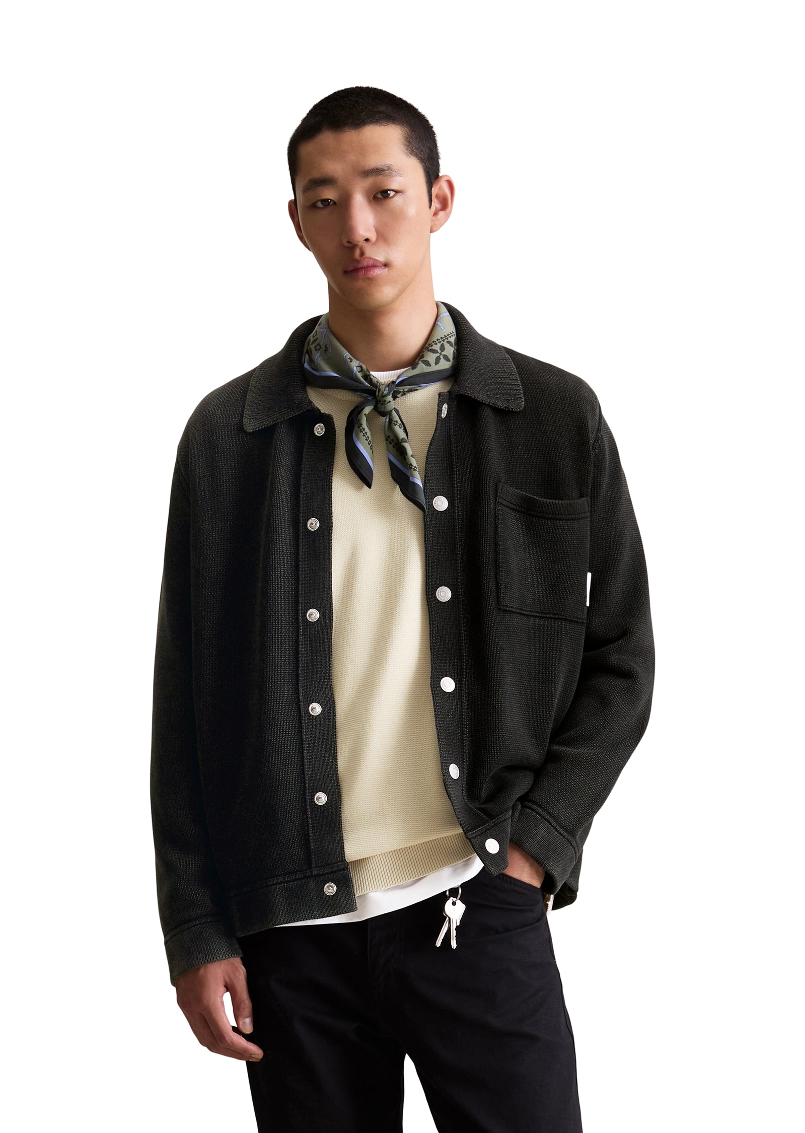 Marc OPolo DENIM Strickjacke, Polokragen, relaxed fit, Druckknöpfe günstig online kaufen