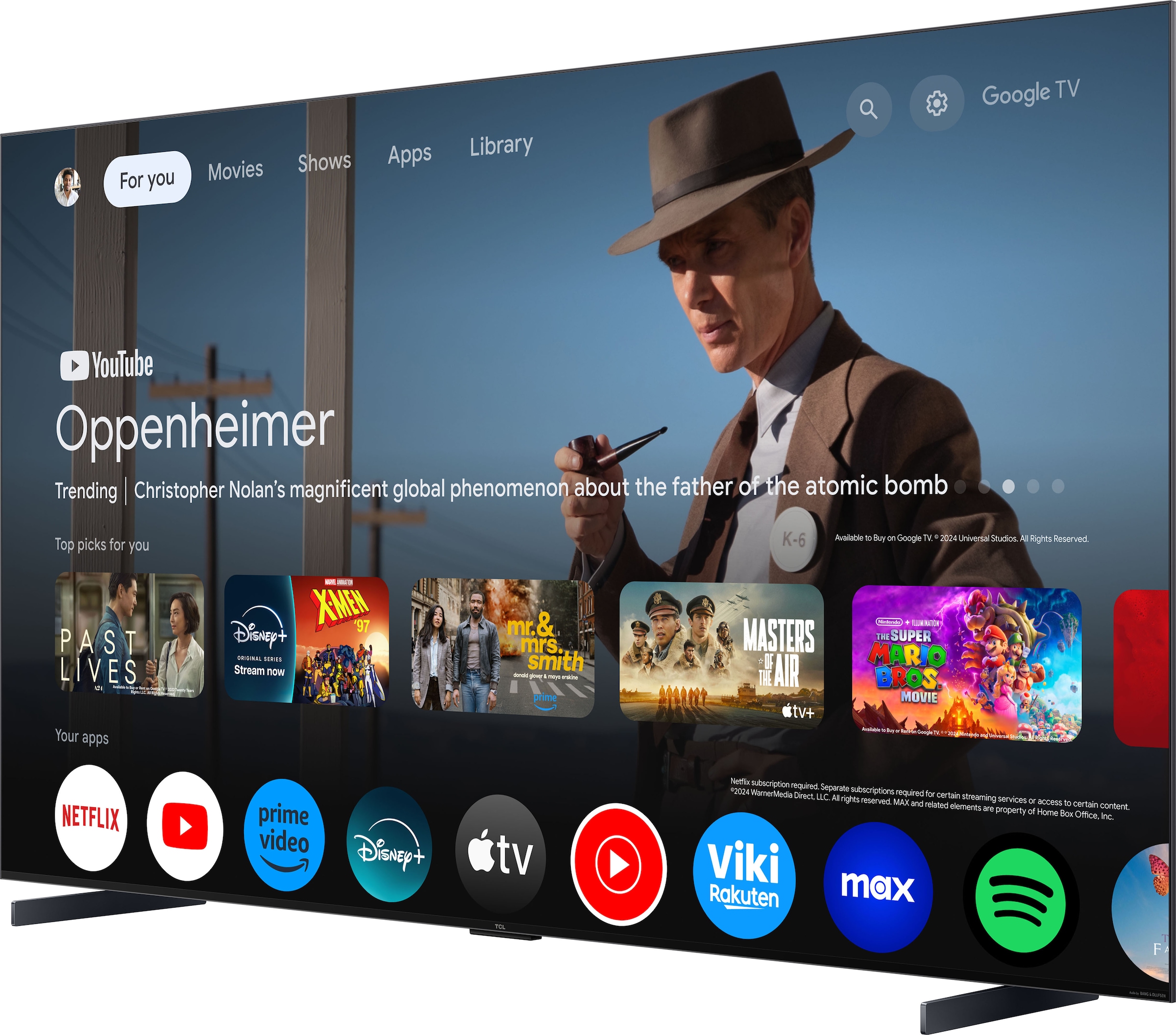 TCL QLED Mini LED-Fernseher »98Q7CX7«, 4K Ultra HD, Google TV-Smart-TV, Audio von Bang & Olufsen, Präzises Dimming, Smart TV, Apple TV, 4K HDR