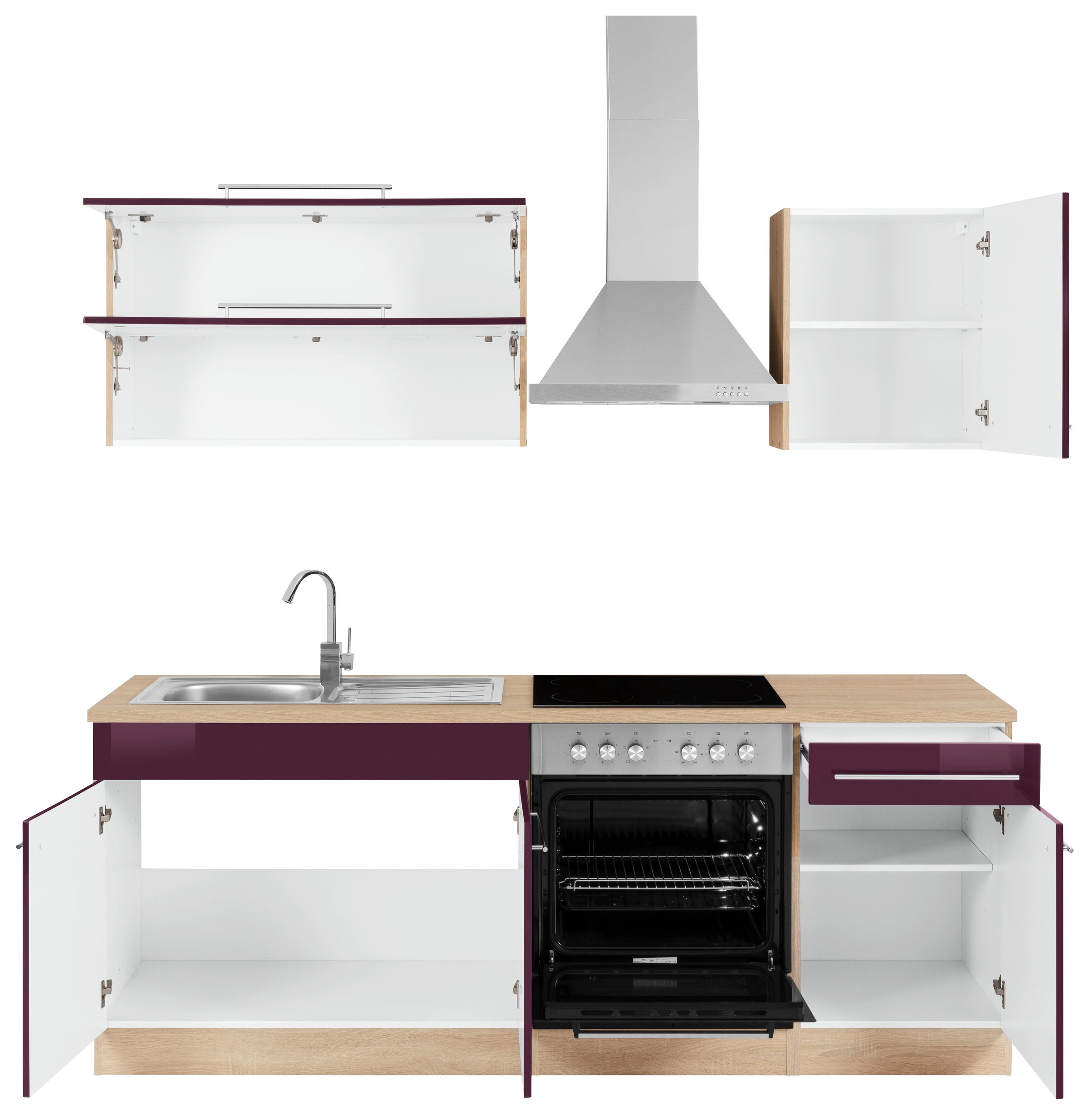 KOCHSTATION Küchenzeile »KS-Eton«, ohne E-Geräte, Breite 210 cm