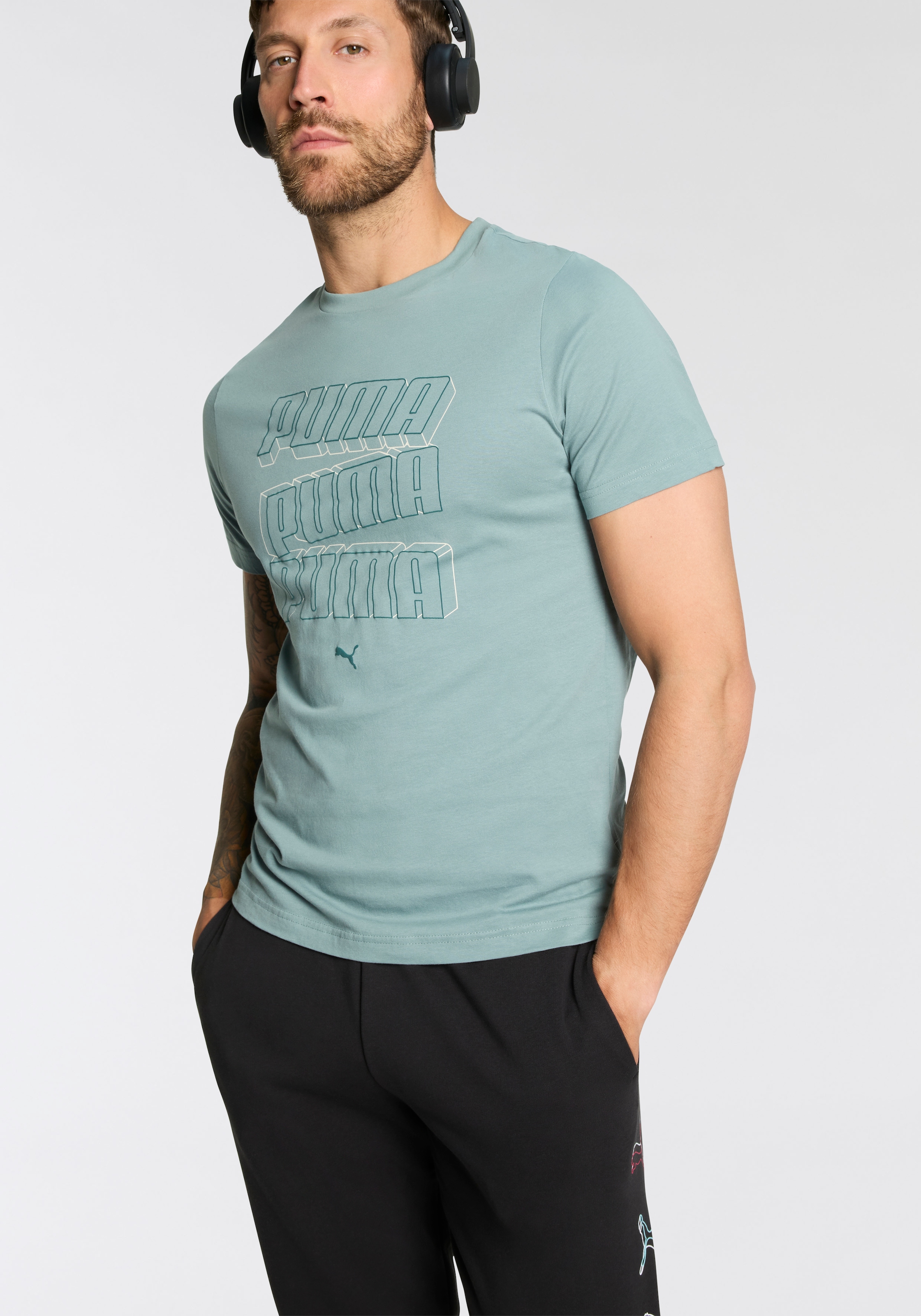 PUMA T-Shirt "ESS LOGO LAB HOG TEE" Regular Fit, Kurzarm, für sportlichen L günstig online kaufen