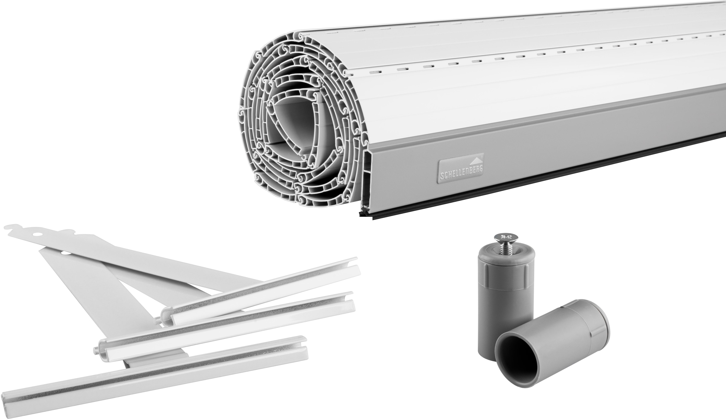 SCHELLENBERG Rollladenpanzer »Set für Fenster, Maxi System für 60 mm Stahlrohrwelle«, (1 tlg.), PVC Jalousie inkl. Zubehör