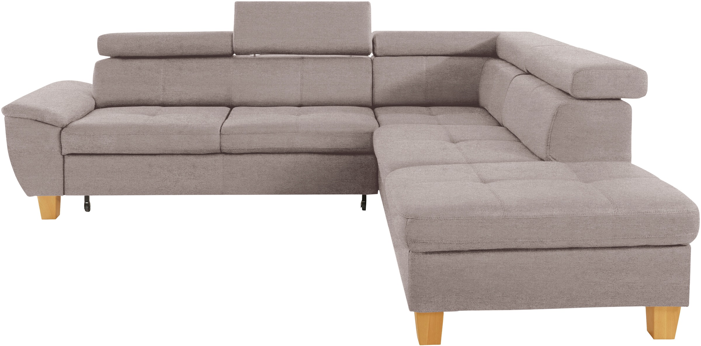 exxpo - sofa fashion Ecksofa »Enya, aufwendige Detailverarbeitung, hoher Sitzkomfort, bequem, L-Form«, mit Kopfteilverstellung, wahlweise Bettfunktion u. Bettkasten