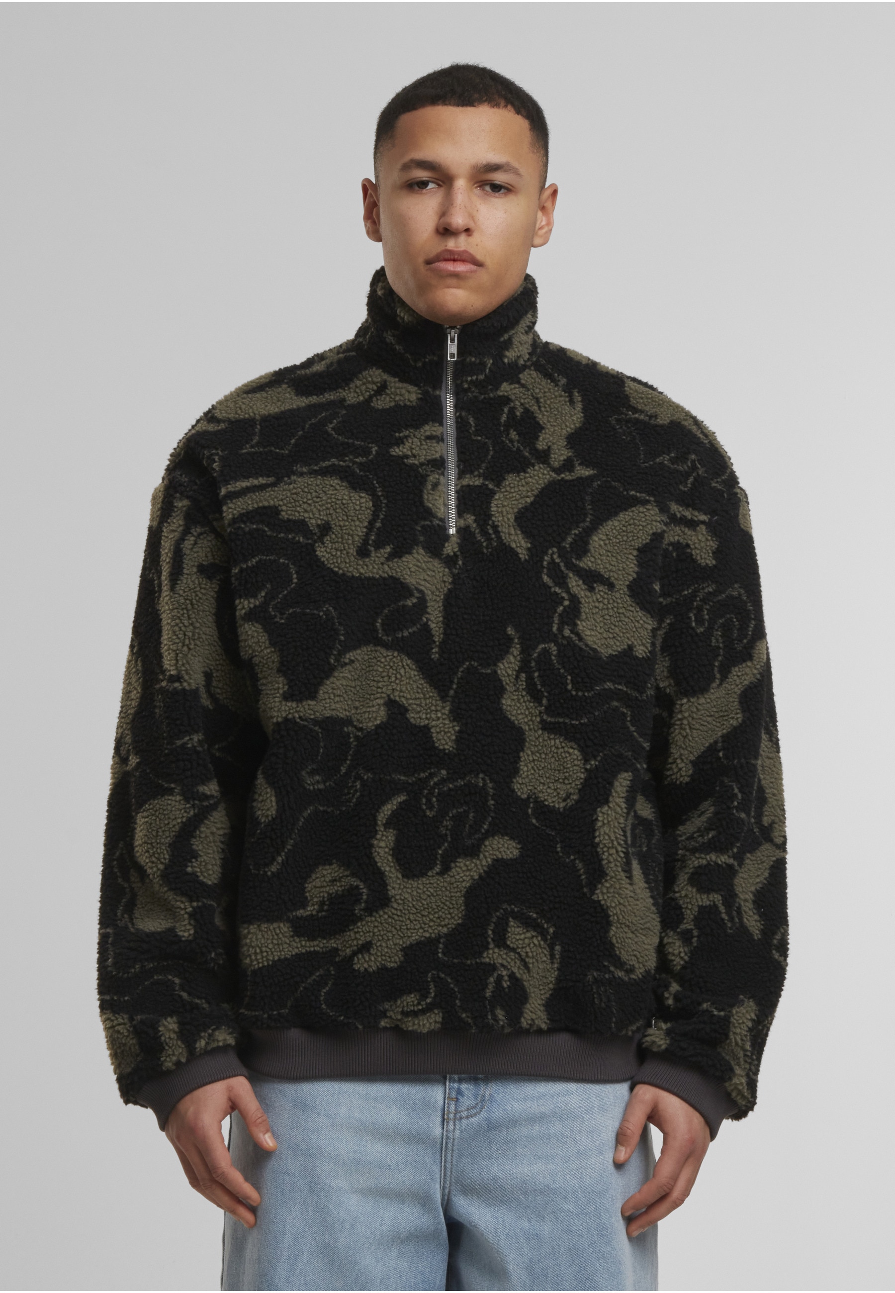 URBAN CLASSICS Sweater »Urban Classics Oversized Pattern Teddy Troyer«, 1 Stk.

