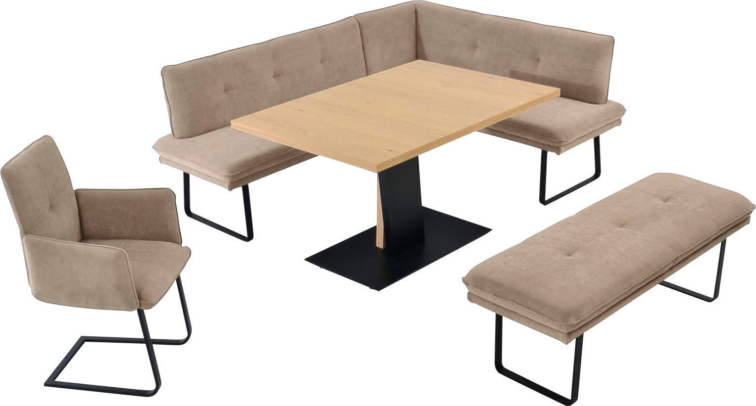 K+W Komfort & Wohnen "Giacomo III" 4 Stk. tlg. wahlweise links oder rechts langer Schenkel 207cm, Freischwingersessel